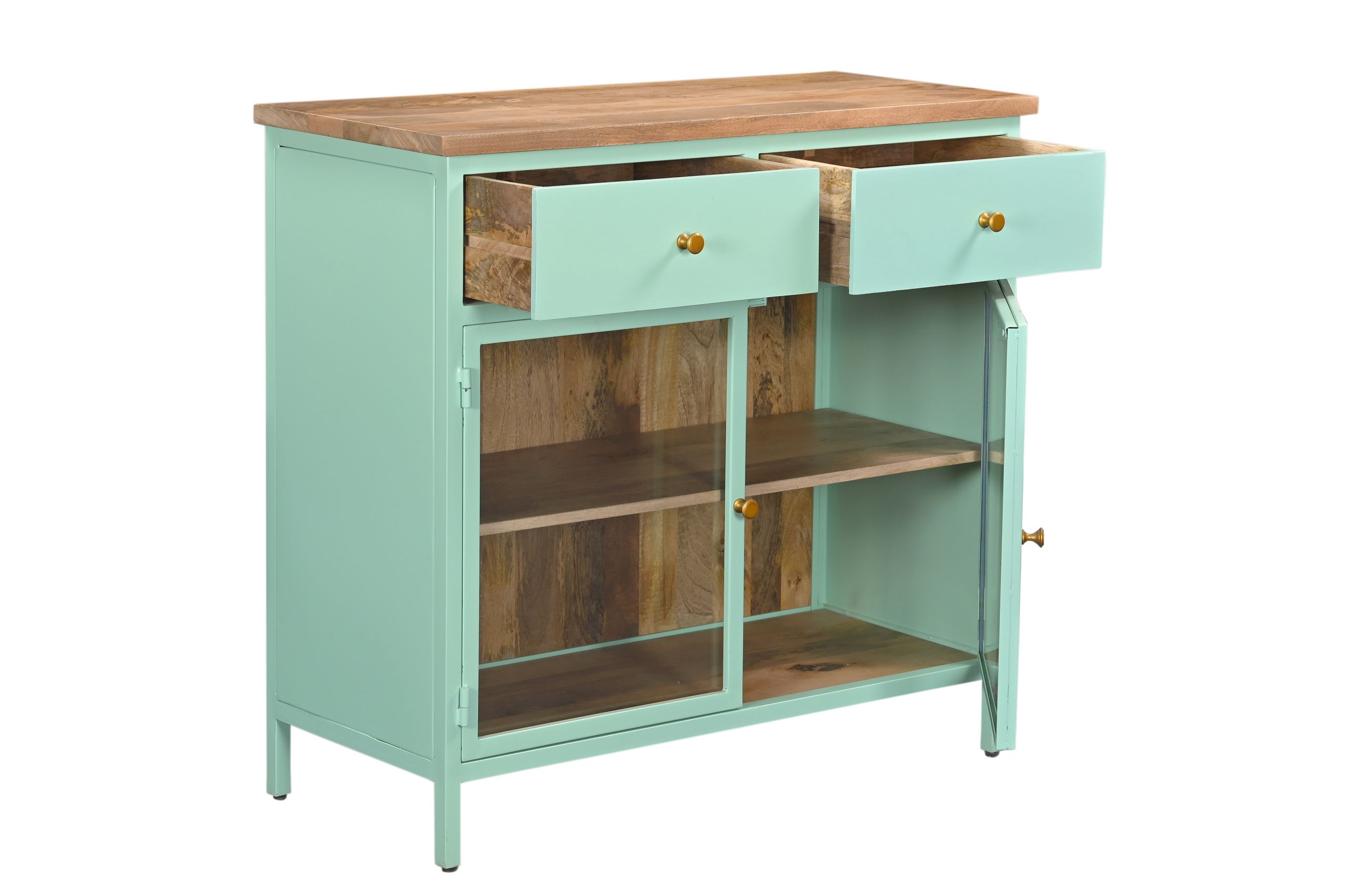 Küchenschrank Sideboard Vintage 2türig Provence Metallkorpus Holz Azure