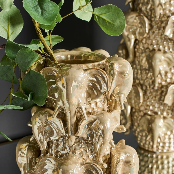 Deko Vase Jumbo Gold Elfenbeinfarben Steingut Größe L Deko Vase Jumbo Gold Elfenbeinfarben Steingut Größe L