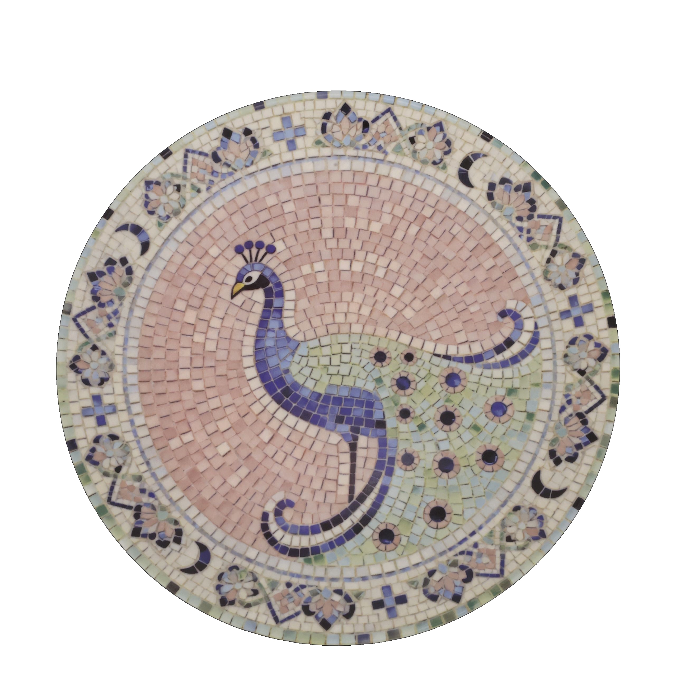 Mediterranes Mosaik Tablett Teller Steingut Chartres Pfau 2