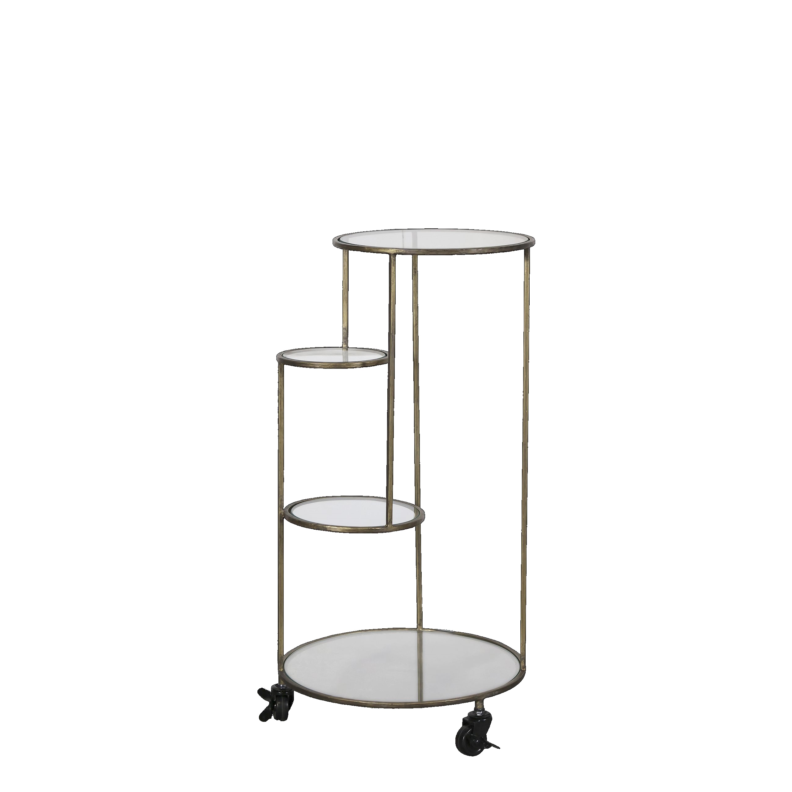 Vintage Beistelltisch Nachttisch Zoé Metall Antik-Gold 4 Ablagen