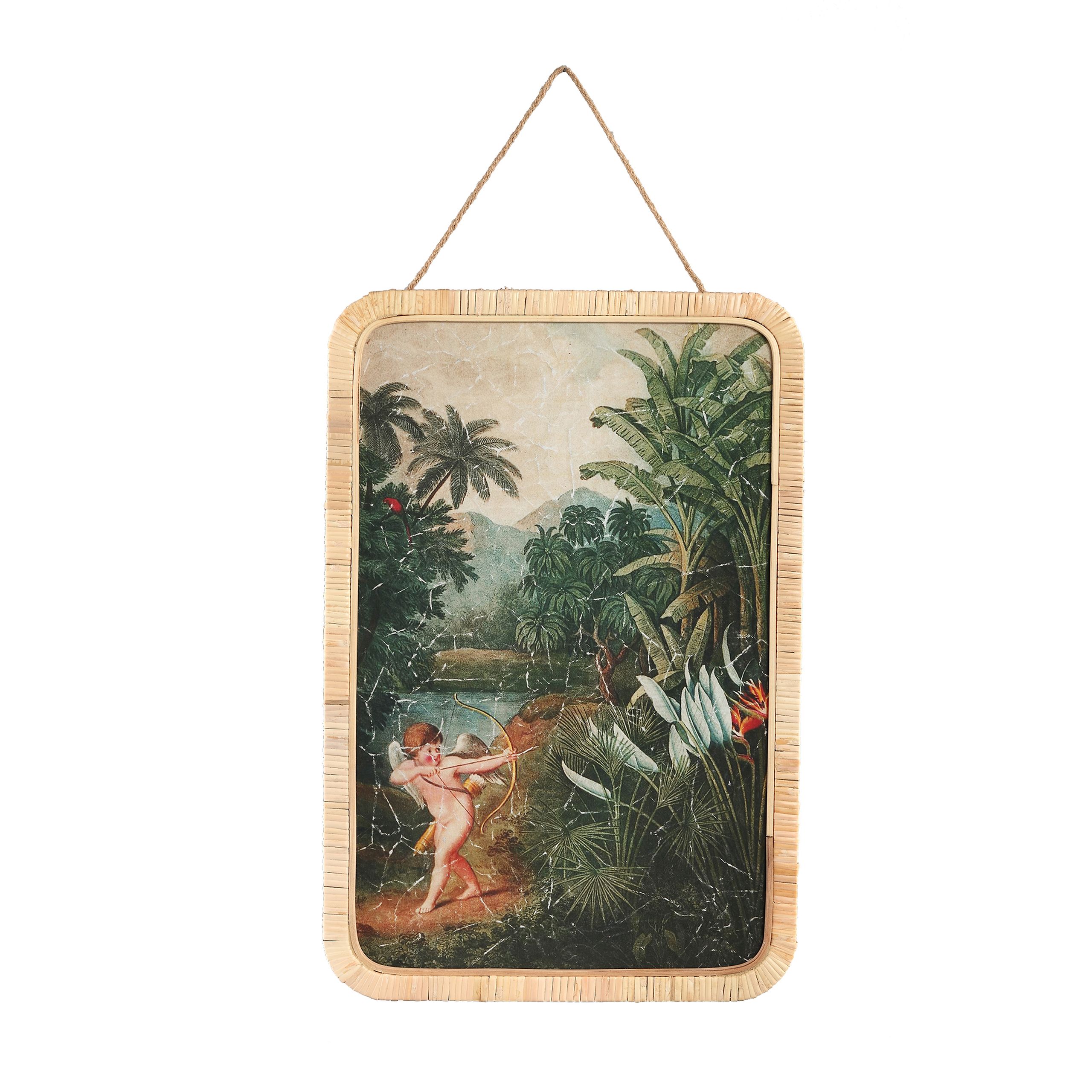 Wandbild Italienische Romantik Flora & Fauna Rattanrahmen Amor