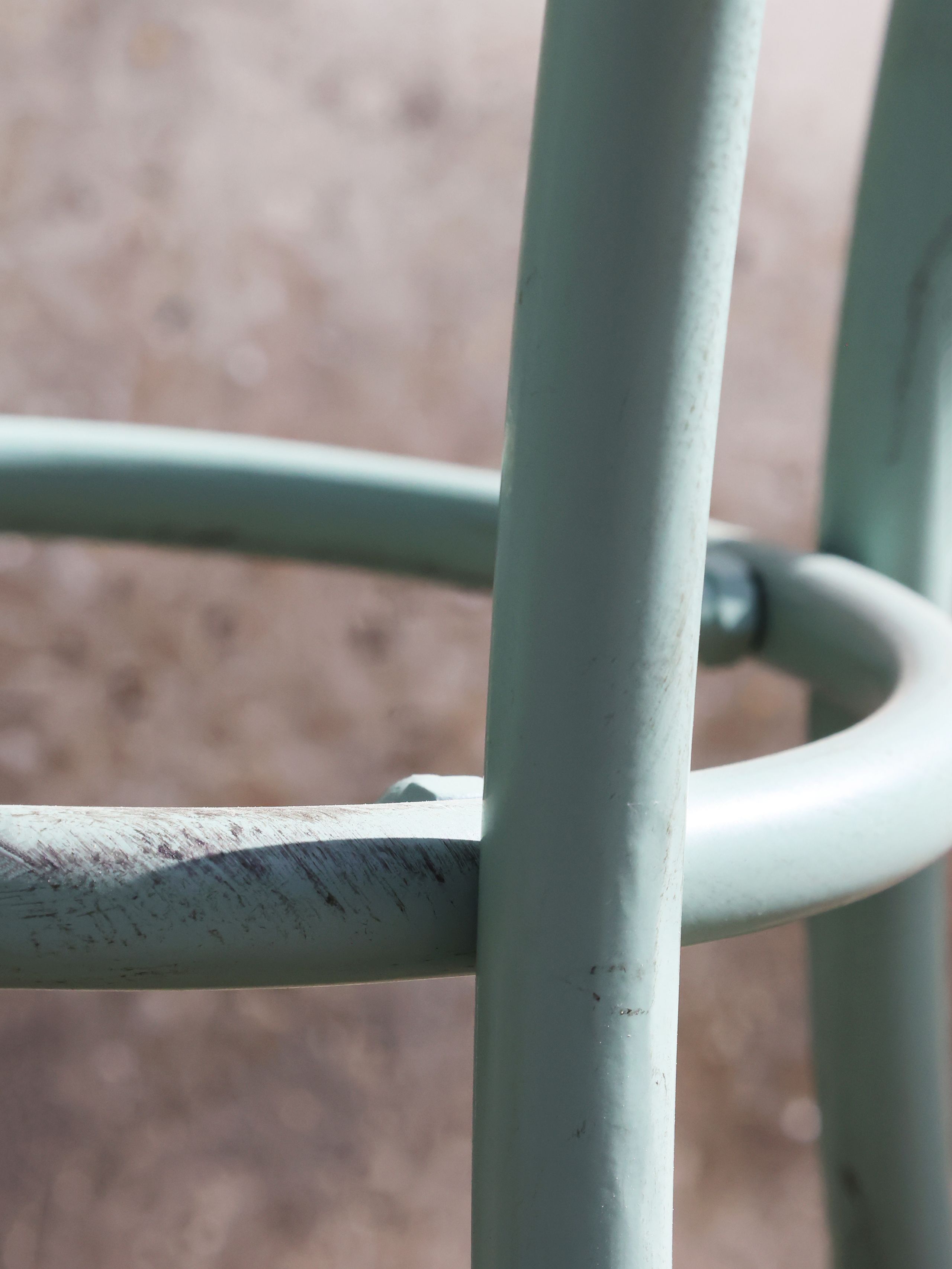 Vintage Set Jardin Metall Antik-Mint zwei Stühle ein Tisch