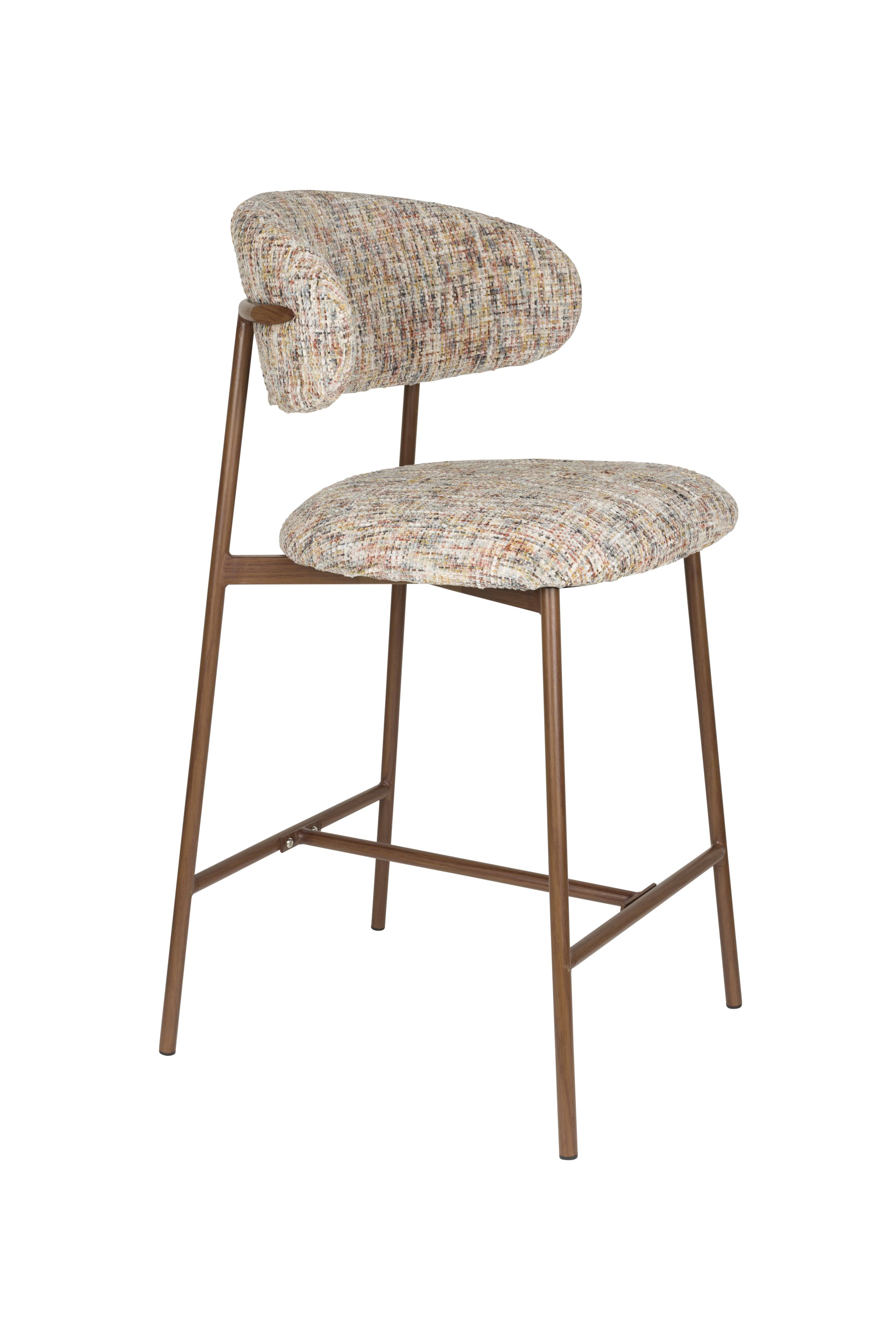 2er Set Retro Barhocker Claes Walnussholzoptik Multicolour