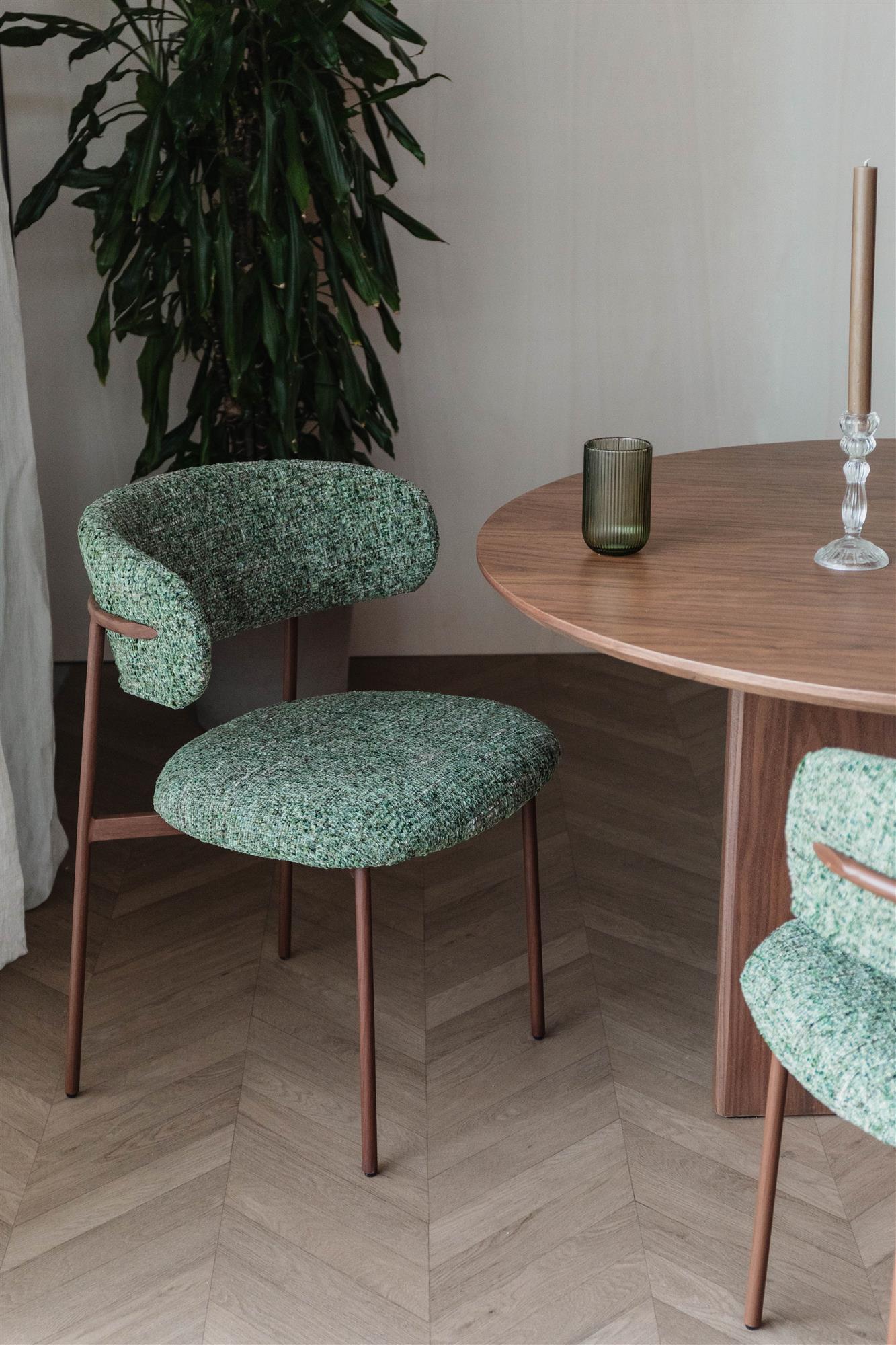 2er Set Retro Esszimmerstühle Claes Walnussholzoptik Grün