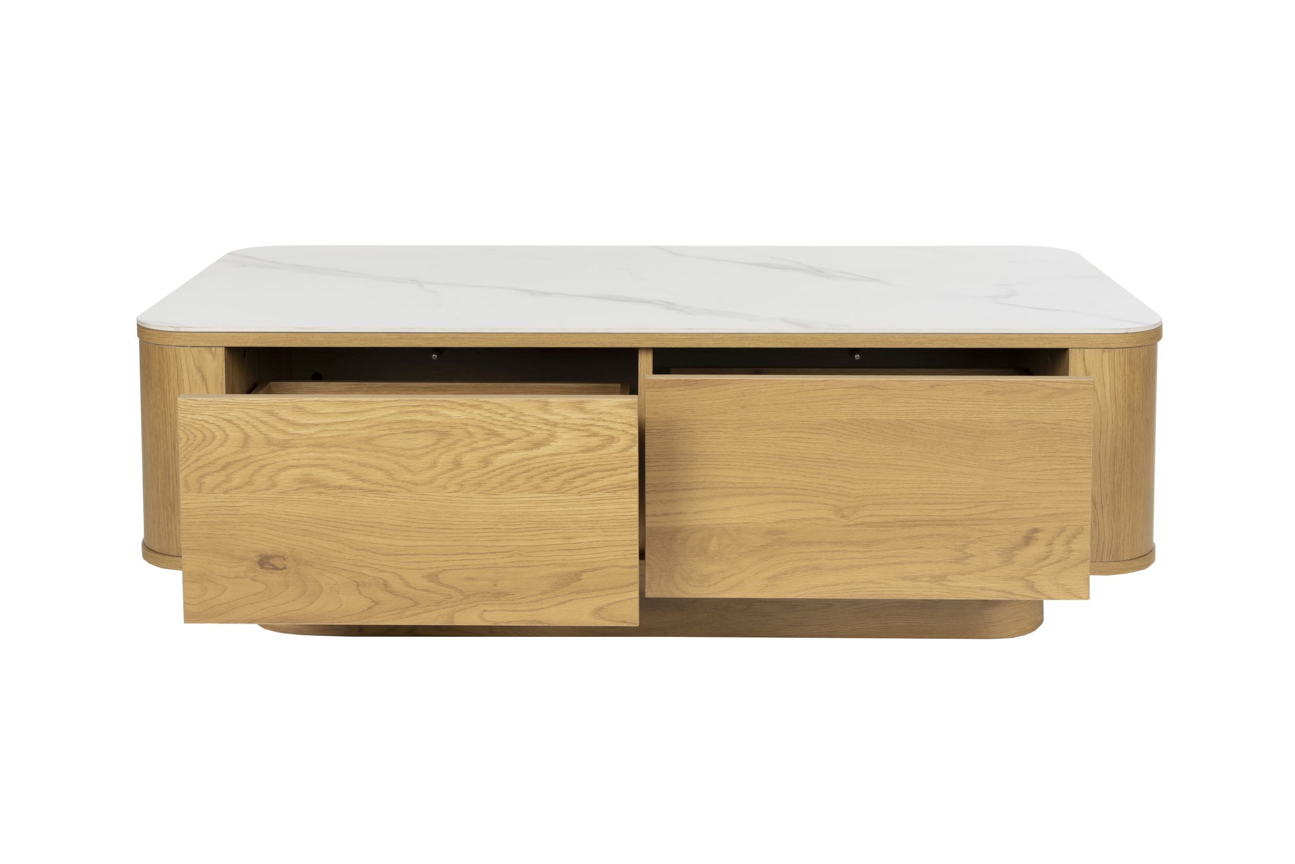 Couchtisch Almira Warm-Scandi 2-Schub Eiche Marmoroptik