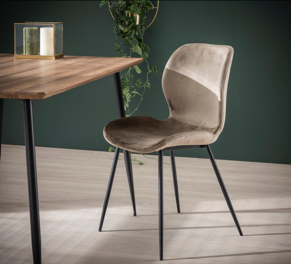 Retro Esszimmerstuhl Velvet Samt Champagner