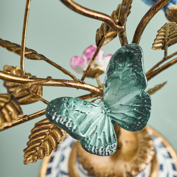 Vintage Kerzenständer Schmetterlinge Bunt