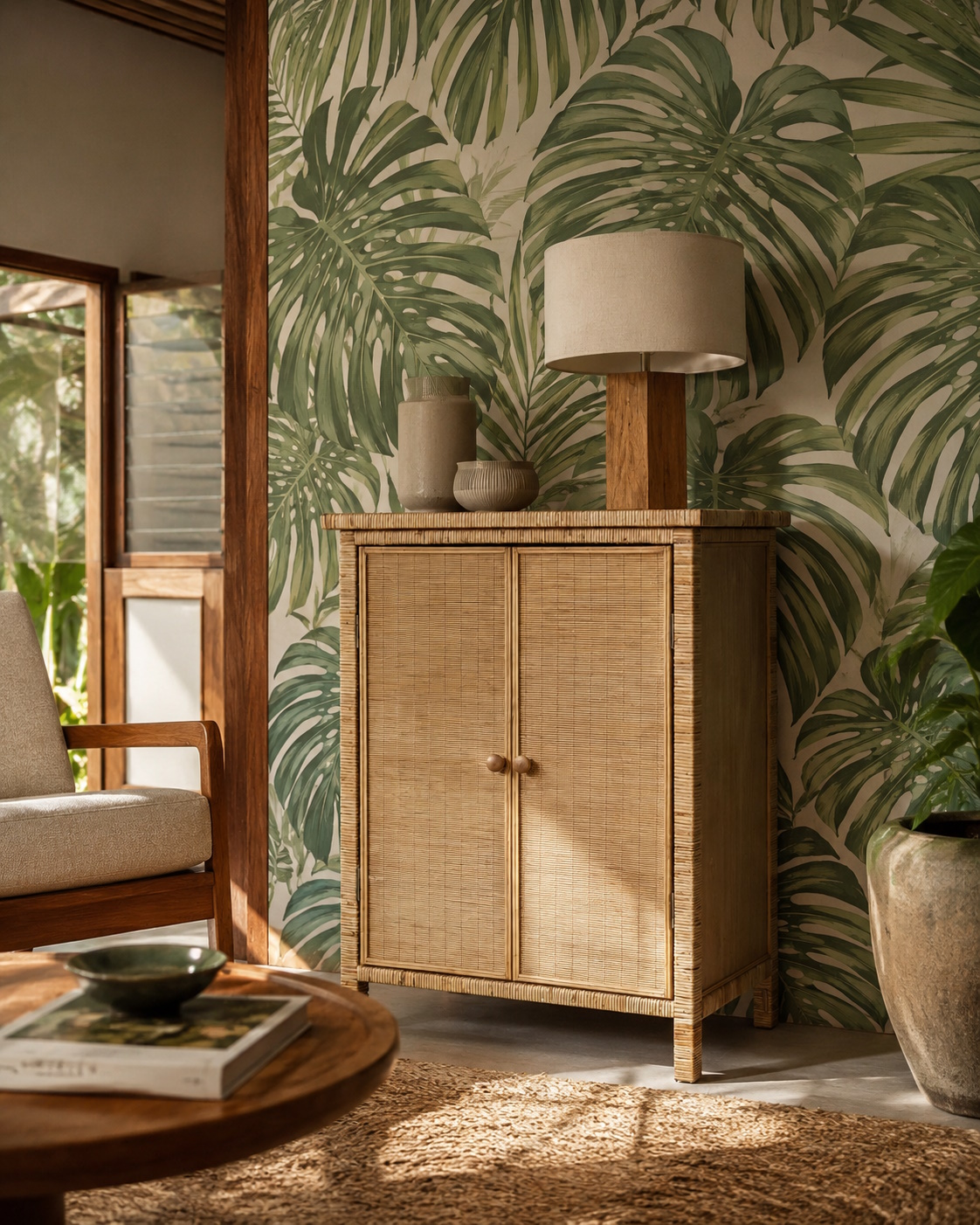 Kommode Schrank Marbella Rattan Bambus