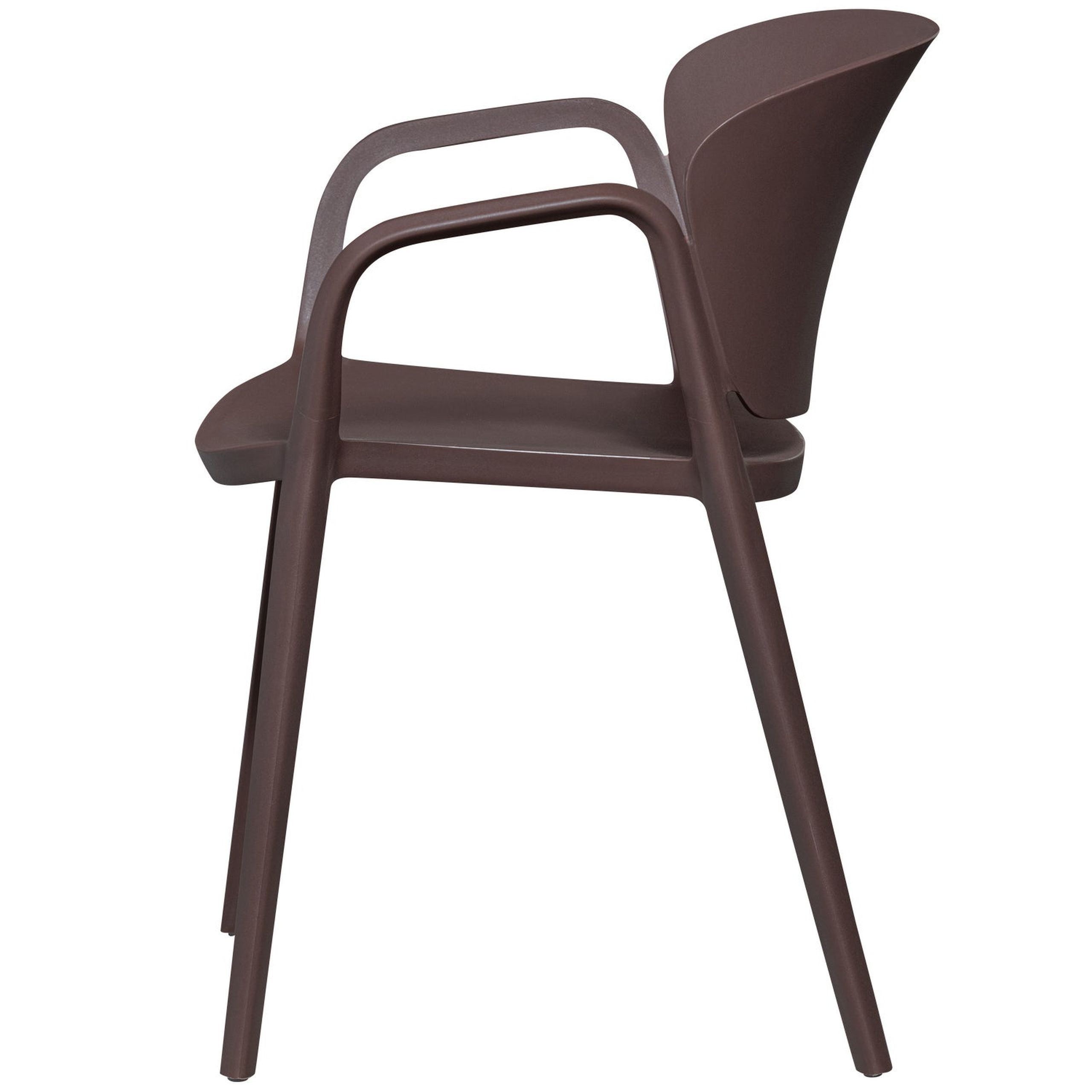Retro Gartenstuhl Outdoorstuhl Bent Kunststoff stapelbar Lila/Braun