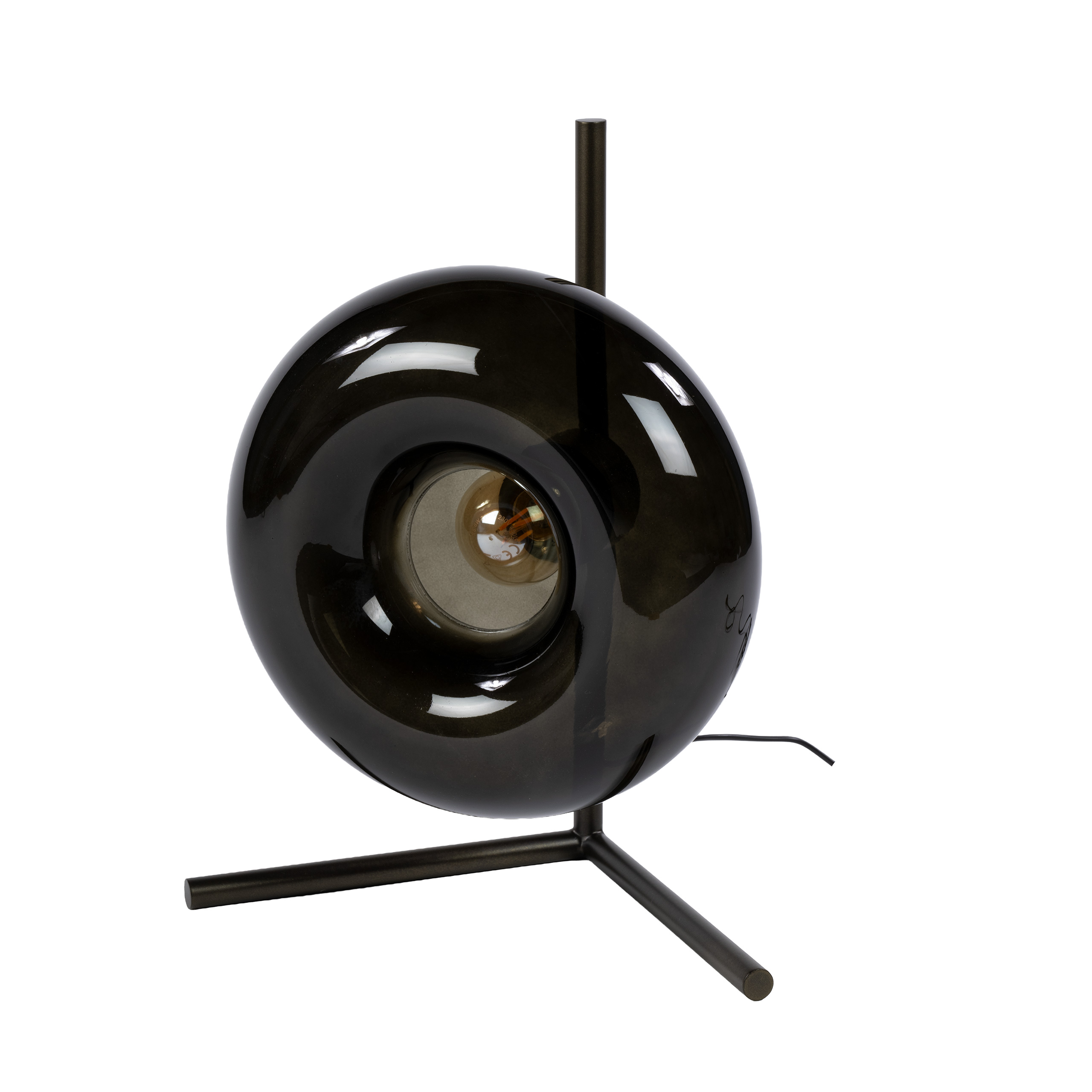 Retro Tischlampe El Sol Braun Metall Glas