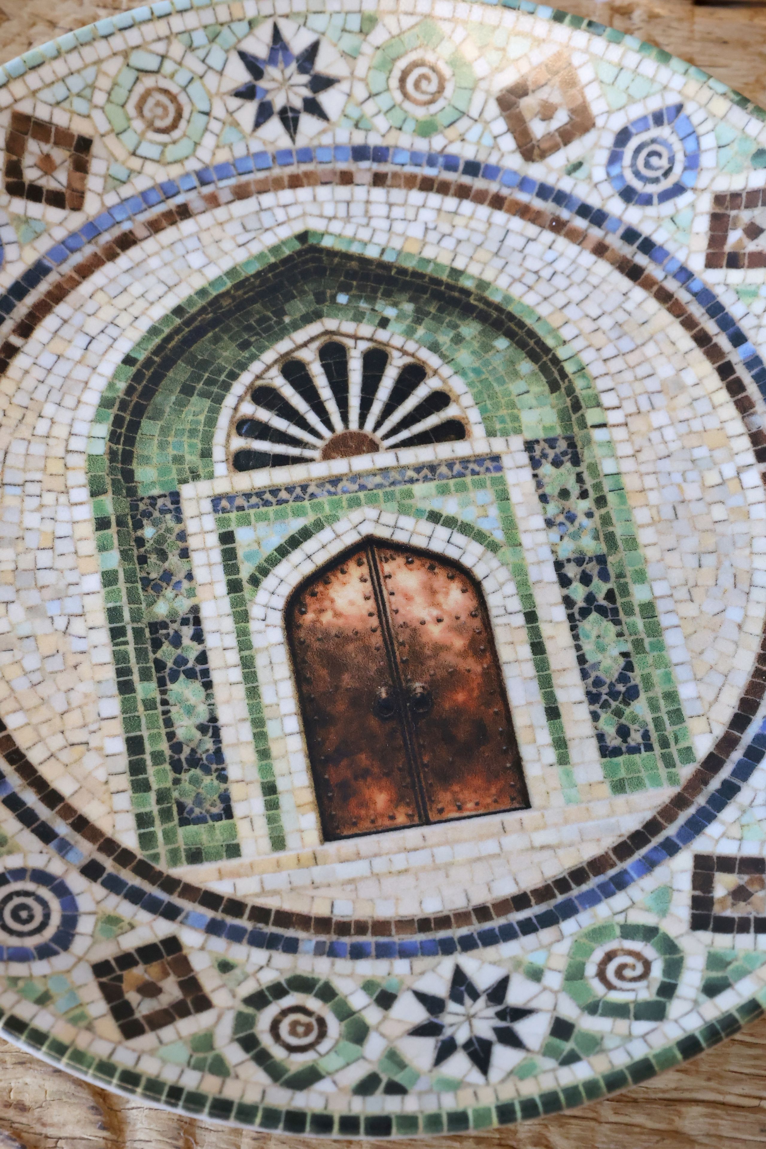 Mediterranes Mosaik Tablett Teller Steingut Chartres Marokkanisches Tor