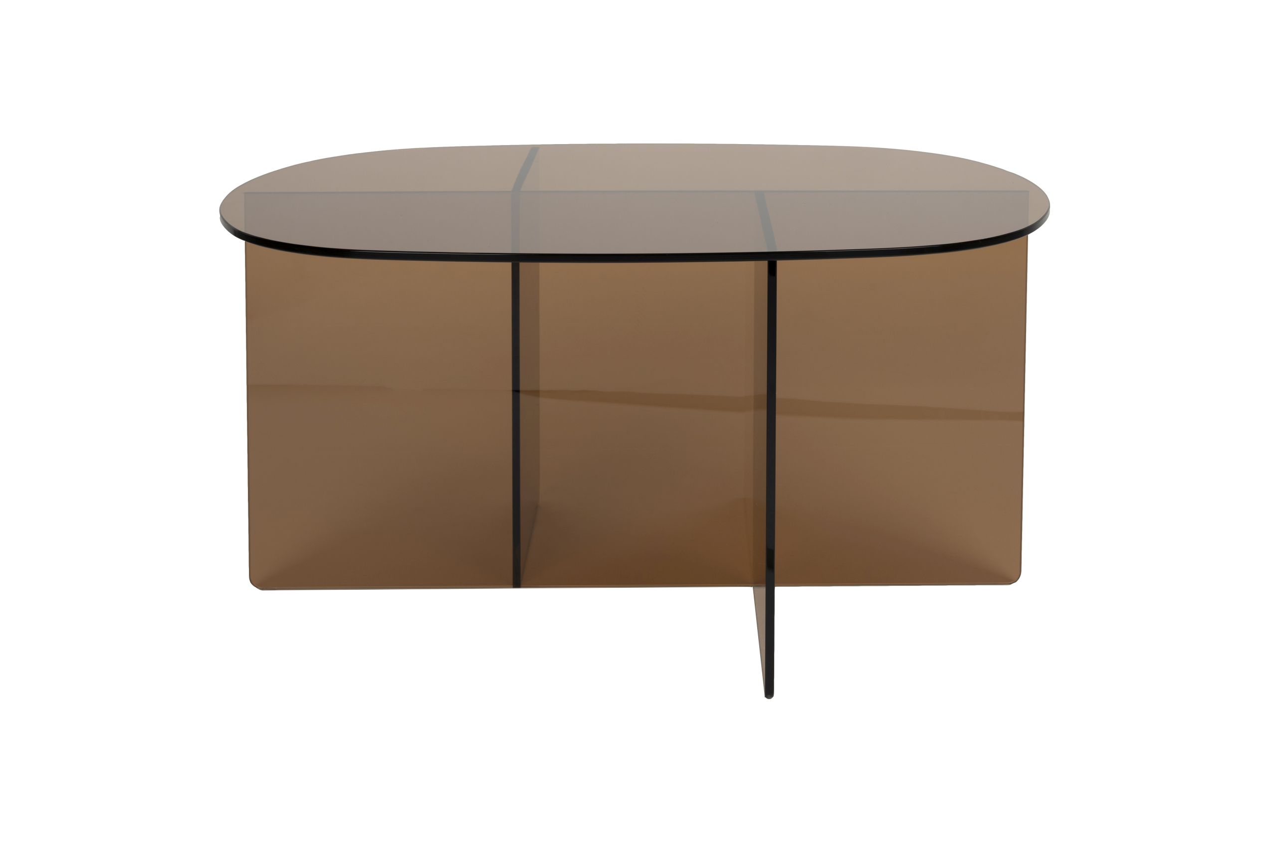 Retro Couchtisch Beistelltisch Linea braunes Glas oval