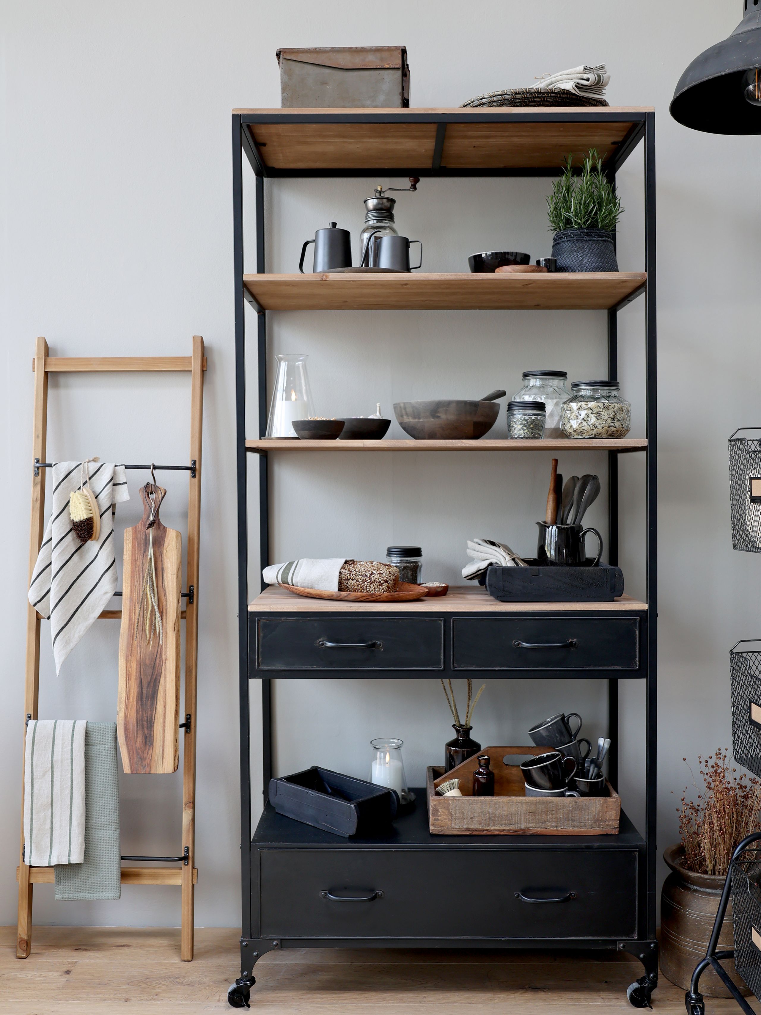 Metallregal Vintage Industrial Küchenregal Oskar 3 Schubladen