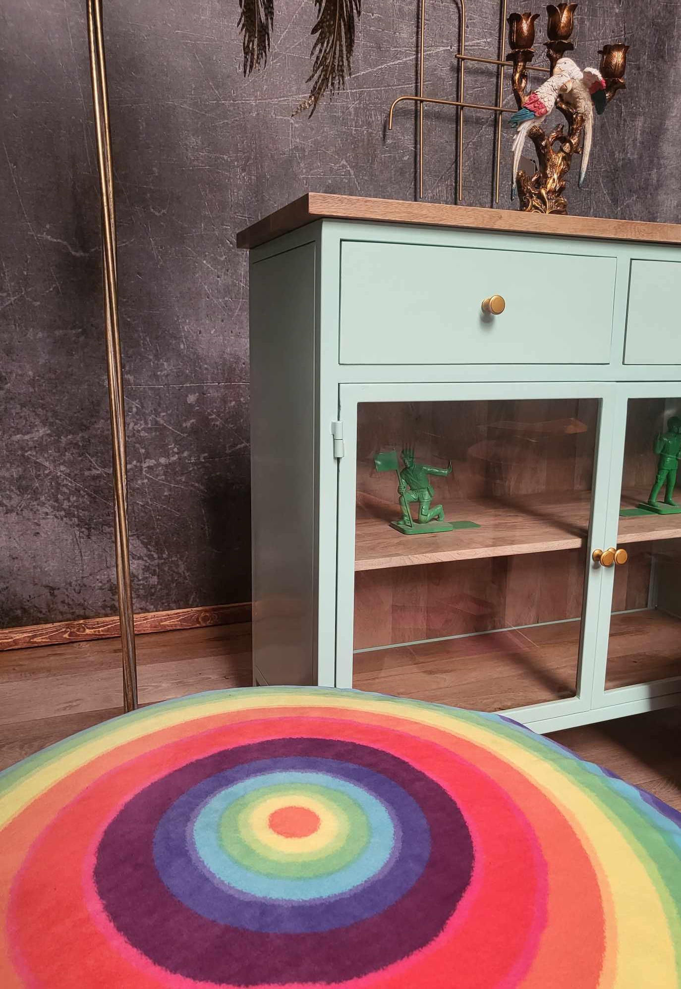 Küchenschrank Sideboard Vintage 2türig Provence Metallkorpus Holz Azure