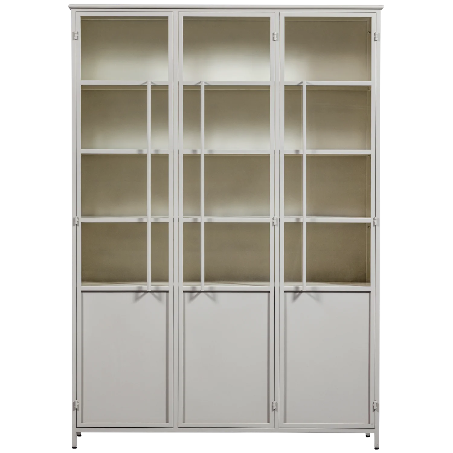 Vitrine Metallschrank Exhibit XL 3-türig Industrial Metall Glas Sand