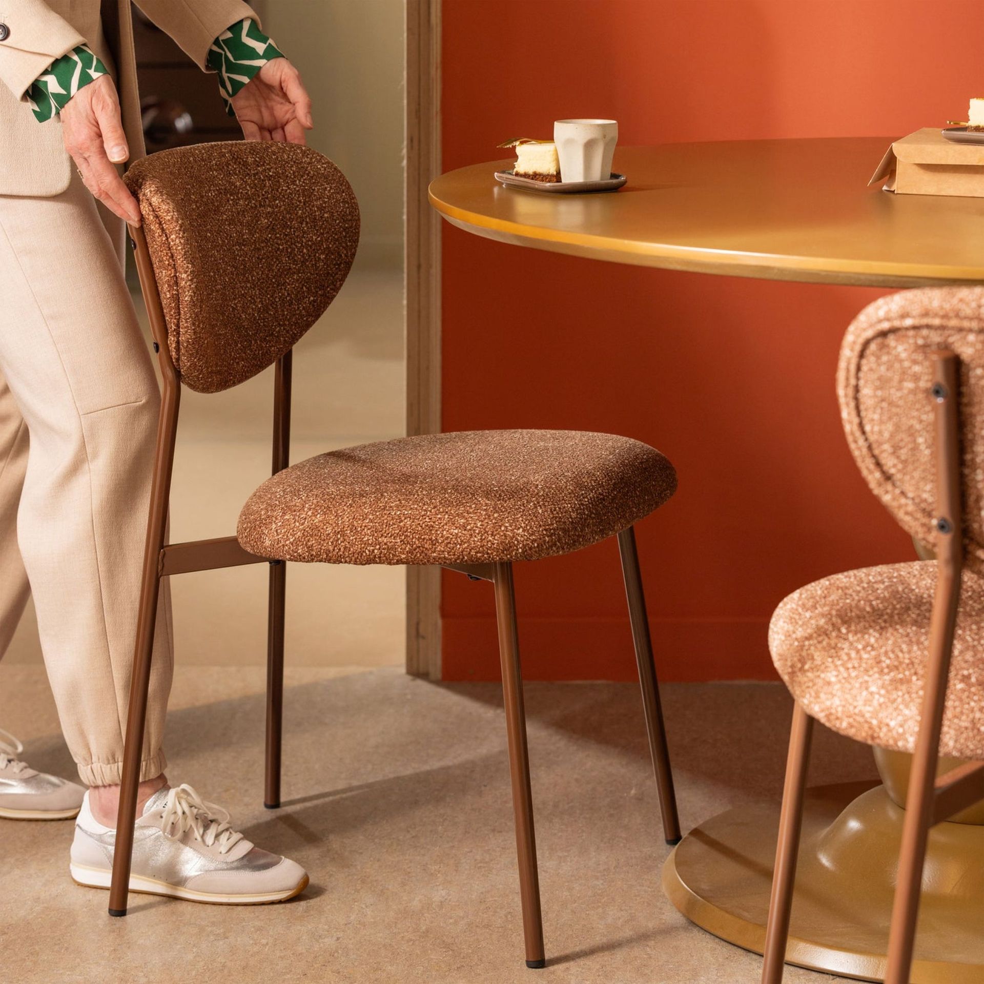 2er Set Retro Esszimmerstuhl Polsterstuhl Valor Braun oder Sand