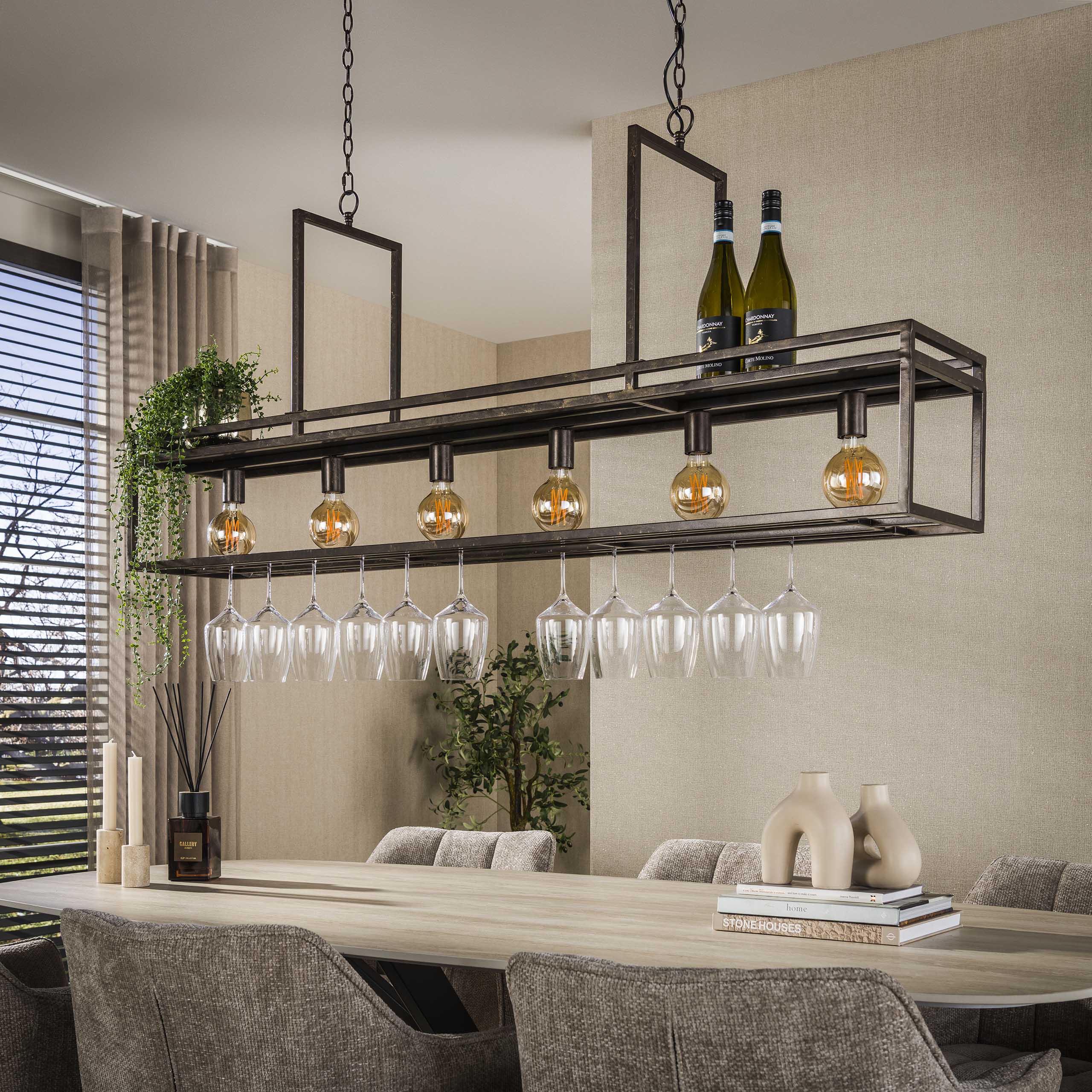 Industrial Hängelampe Decorate mit Ablage und Gläserhalter Gastronomie 160 cm