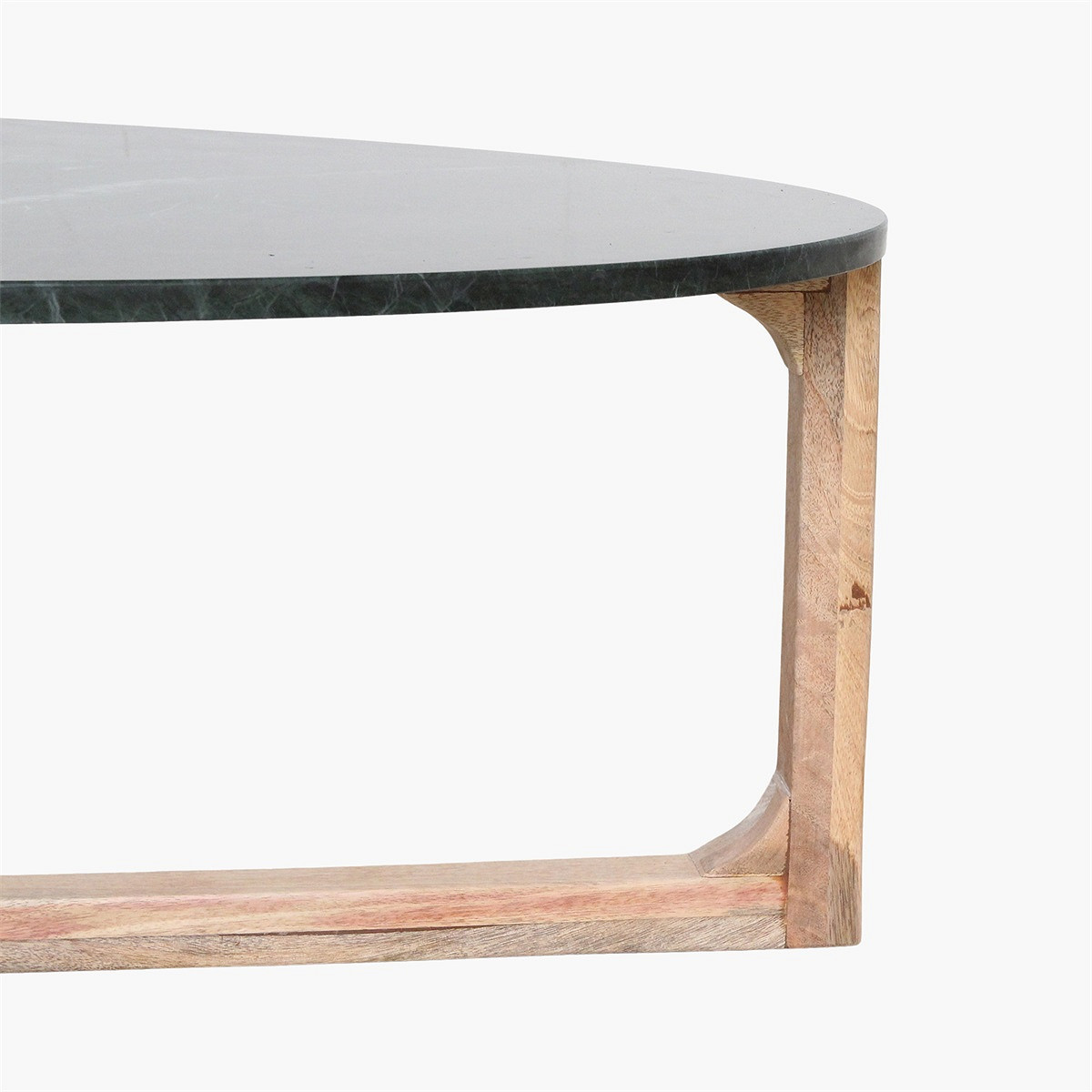 Retro Couchtisch Marble Marmor Holz oval Grün