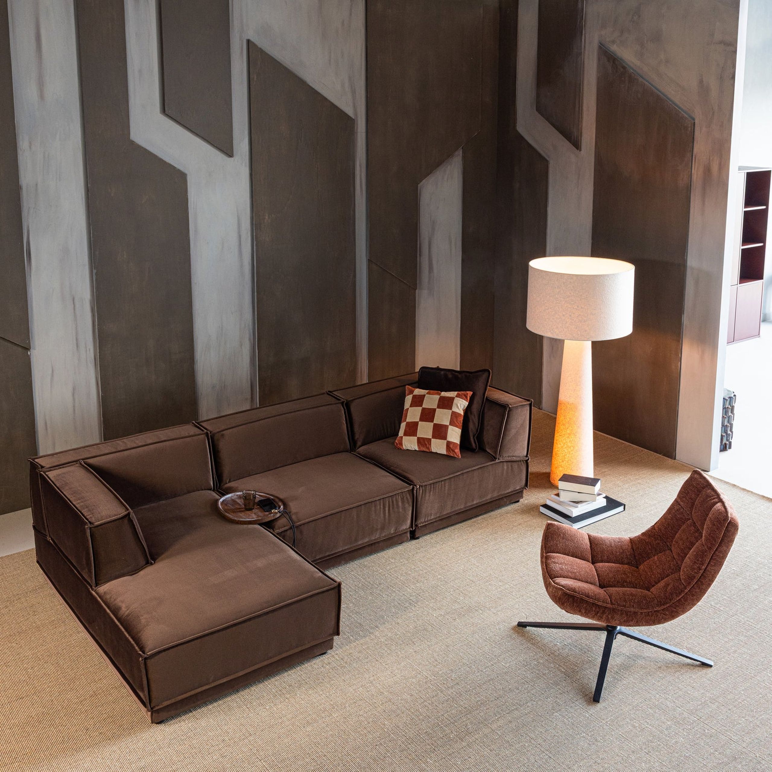 Retro Drehsessel Relaxsessel Maudi Chenille Braun