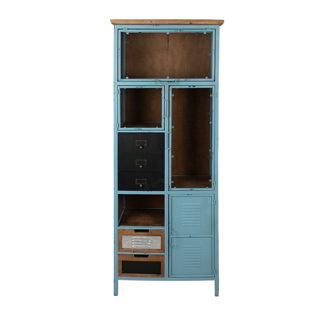 Vitrine Metallschrank Spind Bleu Vintage