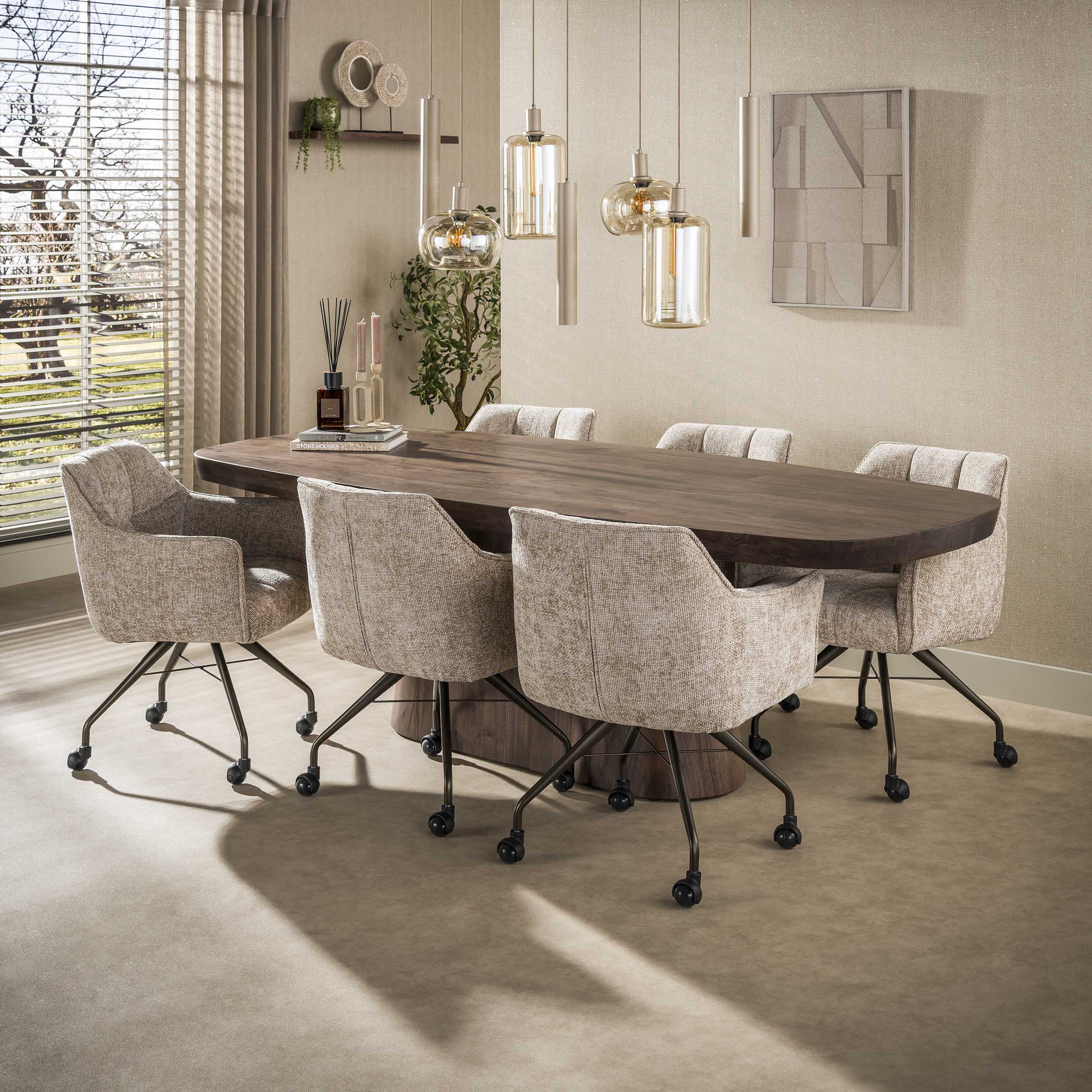 Hängelampe Industrial Serene Beige Glas Metallpendel 4 + 3