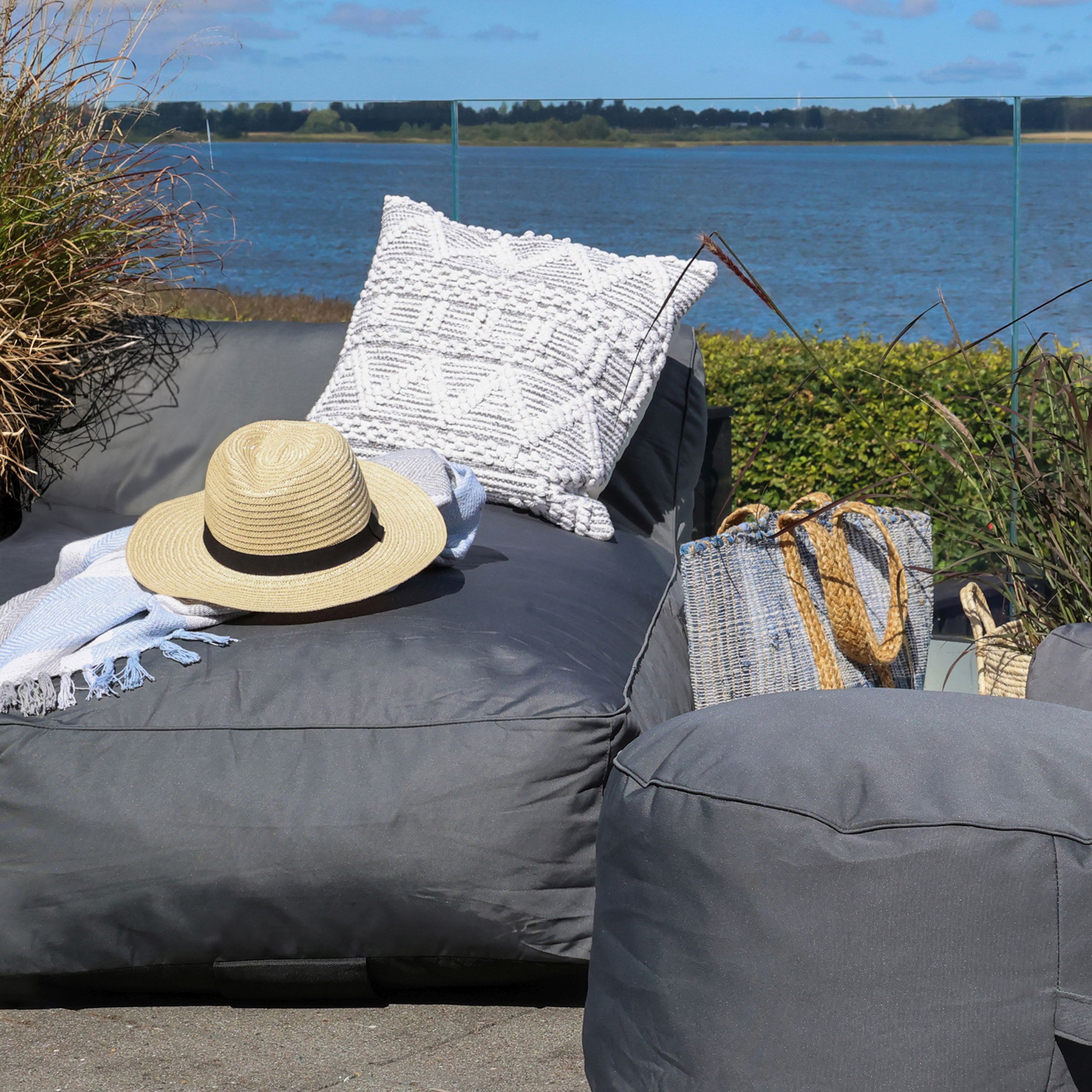 Garten Lounger Tagesbetten Outdoor Doppelliege Anthrazit