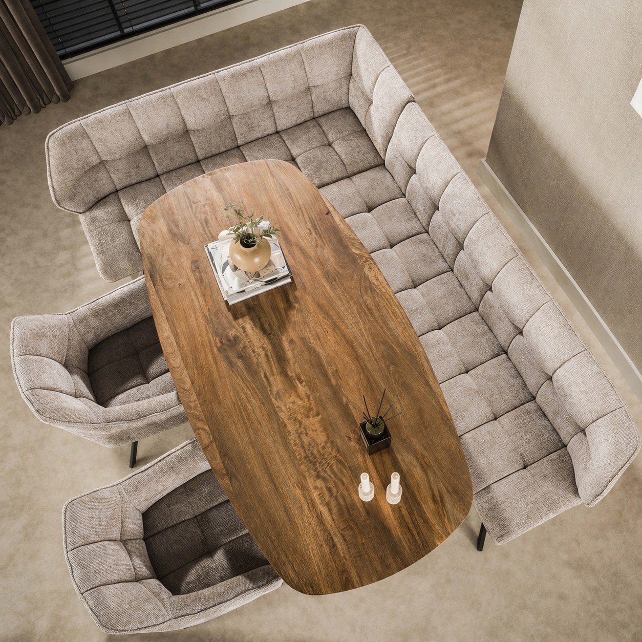 Eckbank Esstischbank Polsterbank Raster Strukturstoff 240 Industrial Sand Links