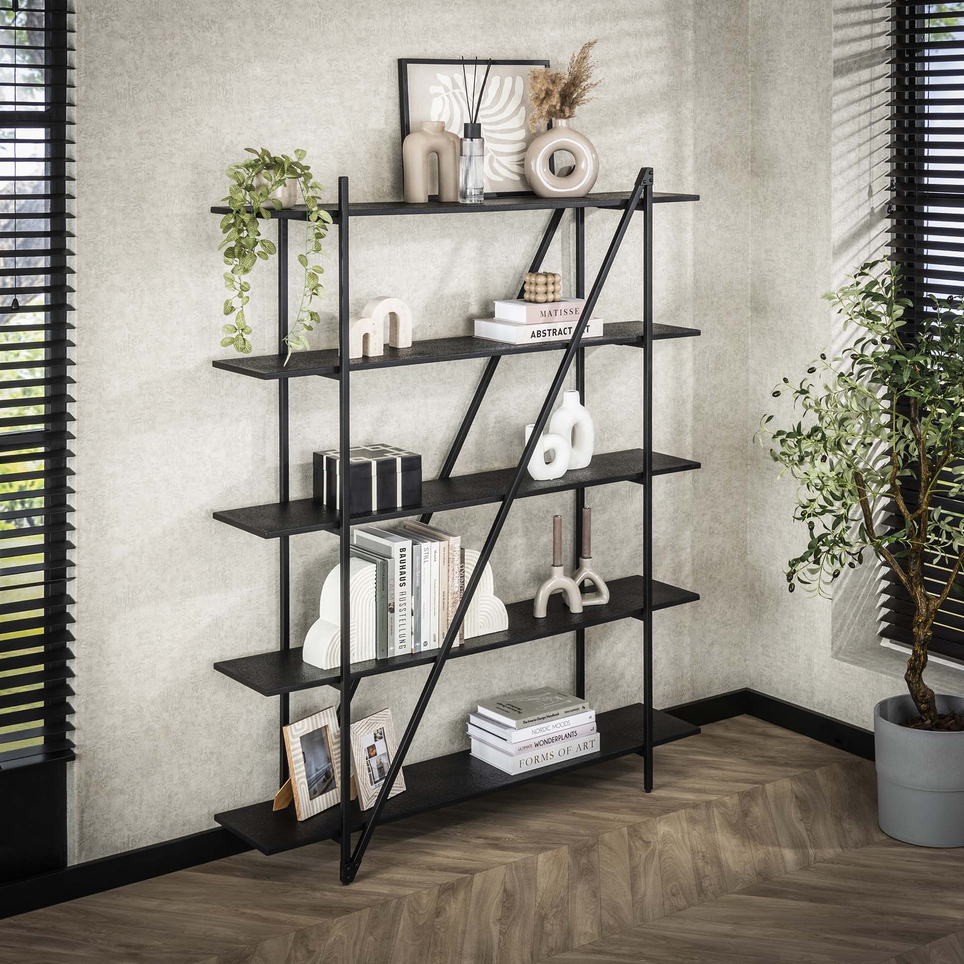 Industrial Regal Bücherregal Piega Metall Anthrazit 140 cm Industrial Regal Bücherregal Piega Metall Anthrazit 140 cm