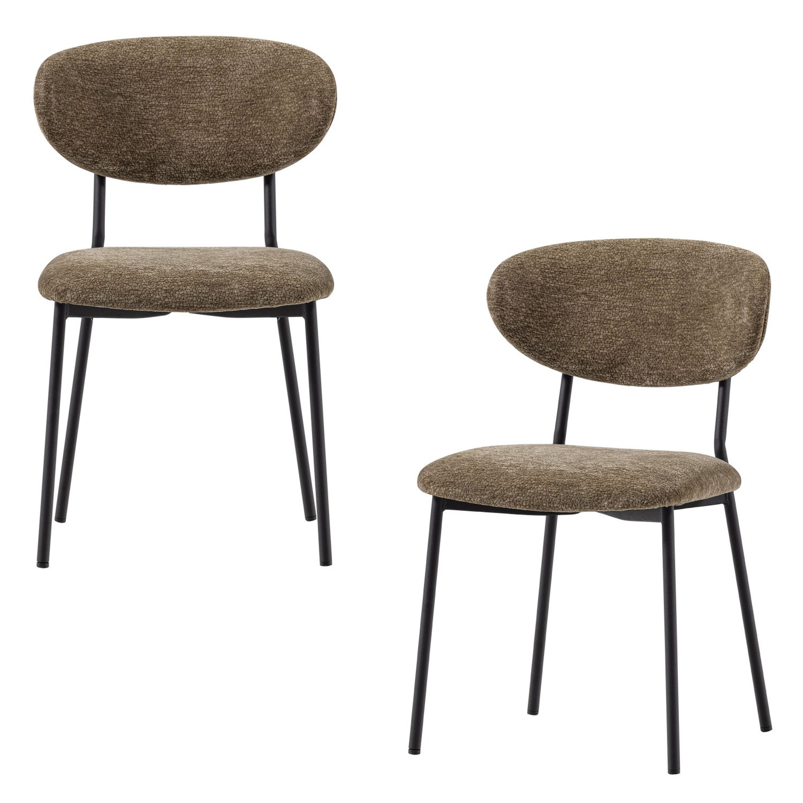 2er Set Retro Esszimmerstuhl Polsterstuhl Kjeld Samt Chenille Grün