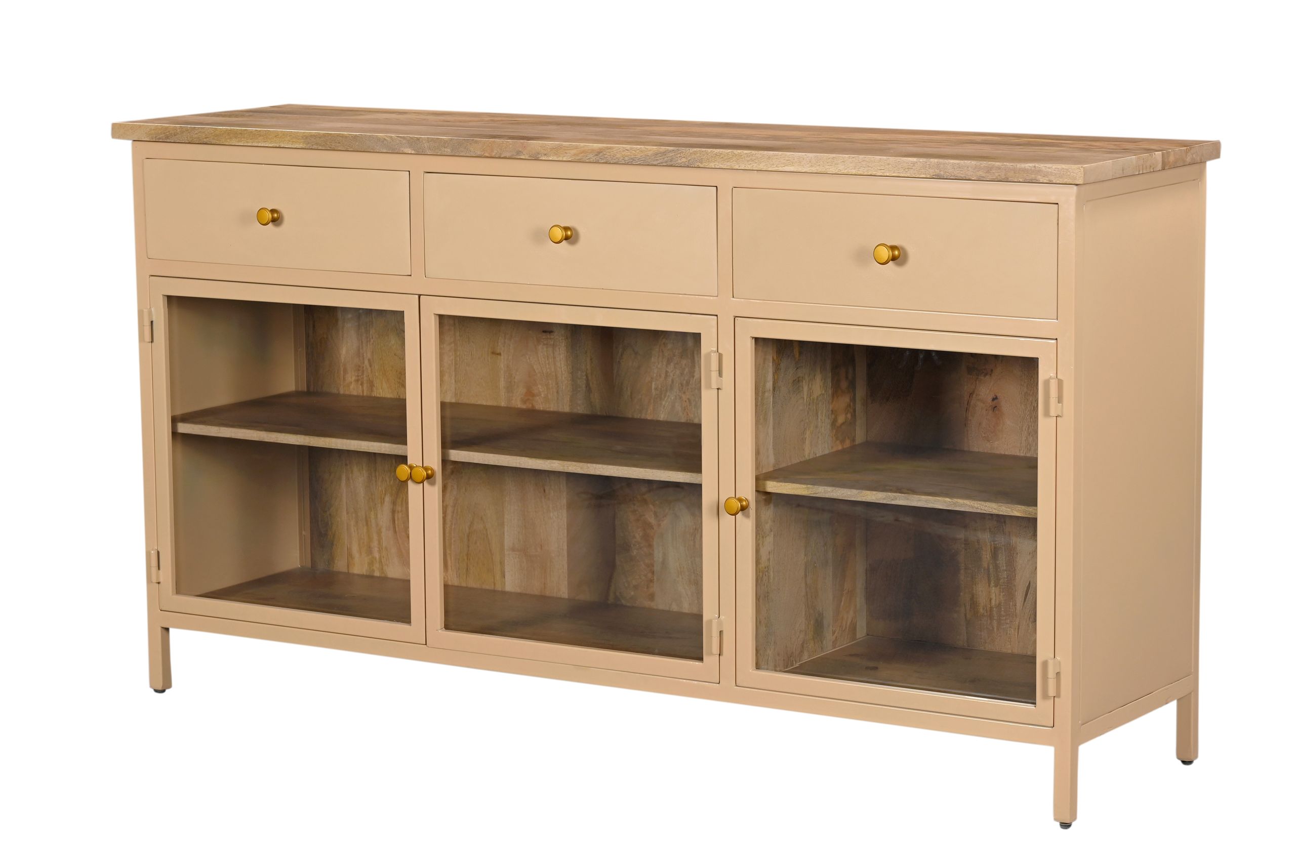 Landhaus Sideboard Provence Metall Holz Champagner 160cm