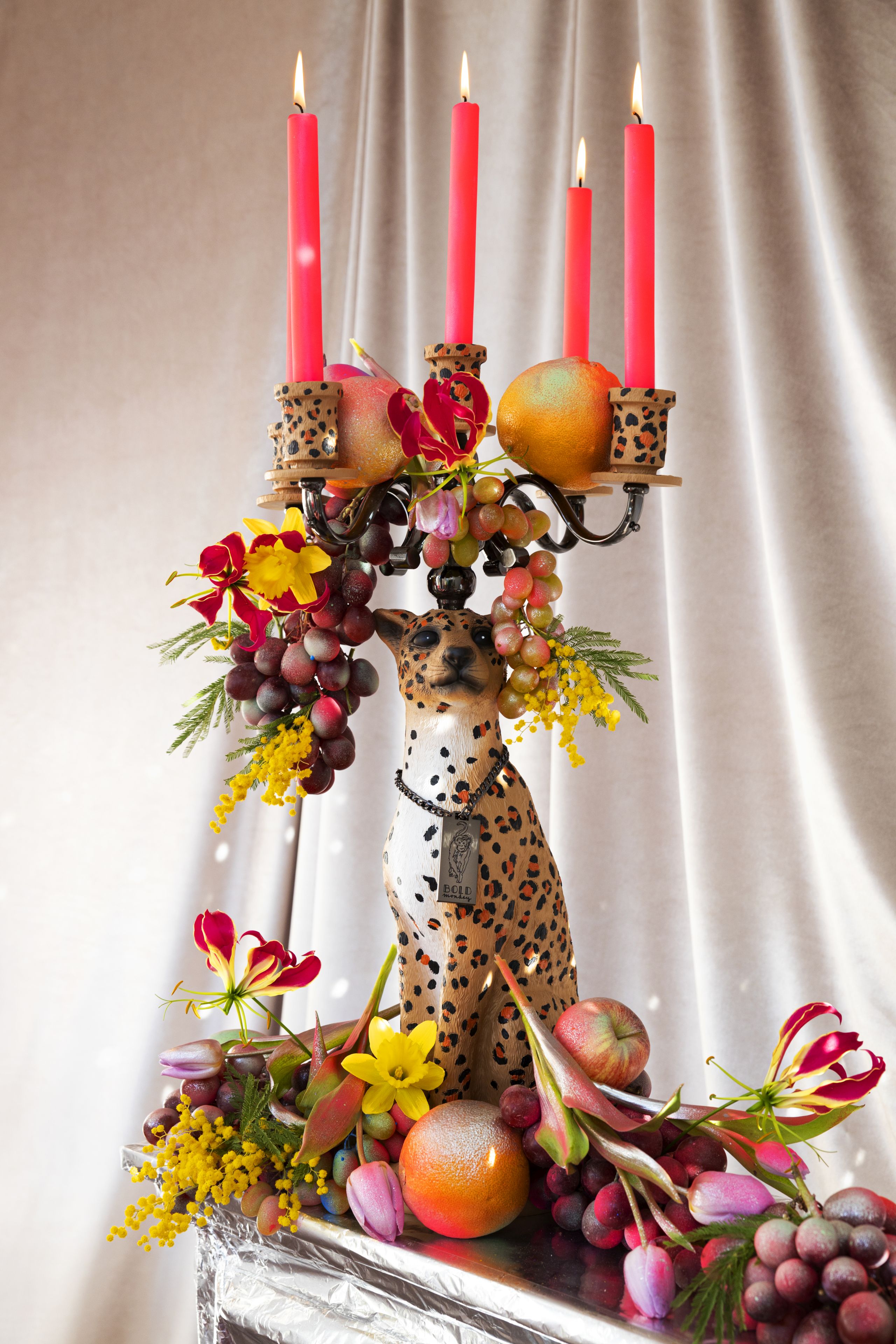 Retro Kerzenständer Kerzenhalter Proudly Crowned Panther 5-armig 62 cm