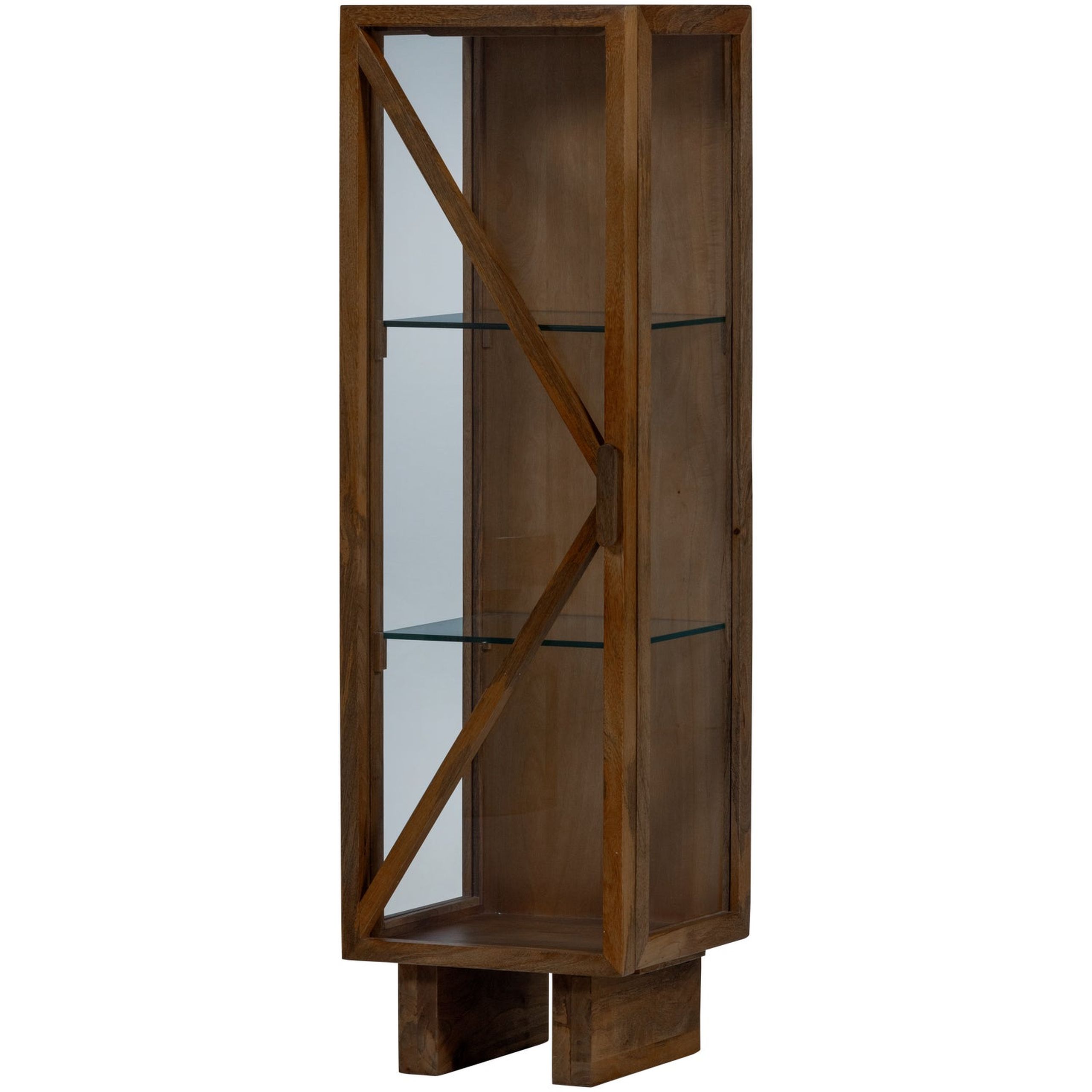 Retro Vitrine Kella Mangolzholz schmal Braun
