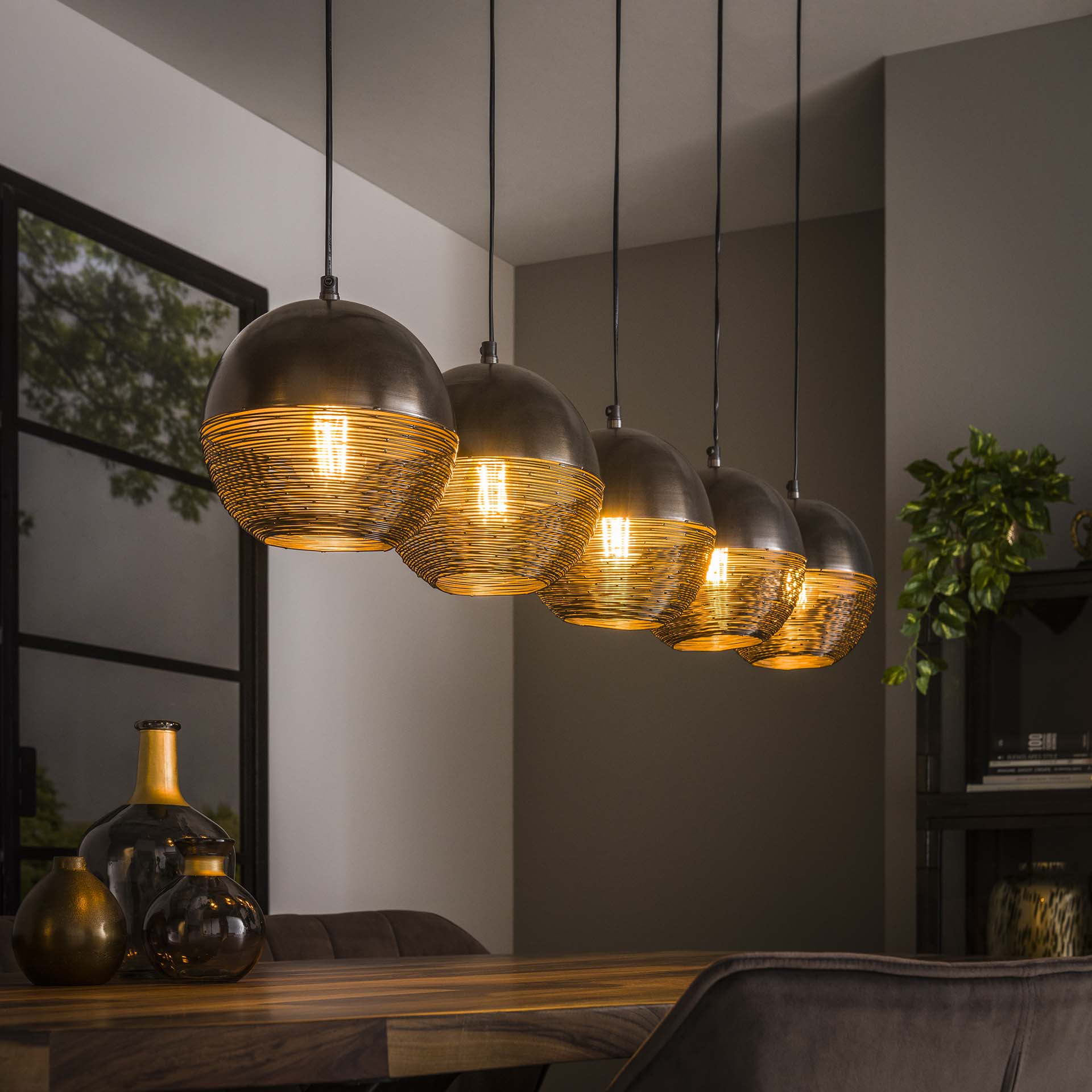 Hängelampe Industrial Metall Hemisphere 5er