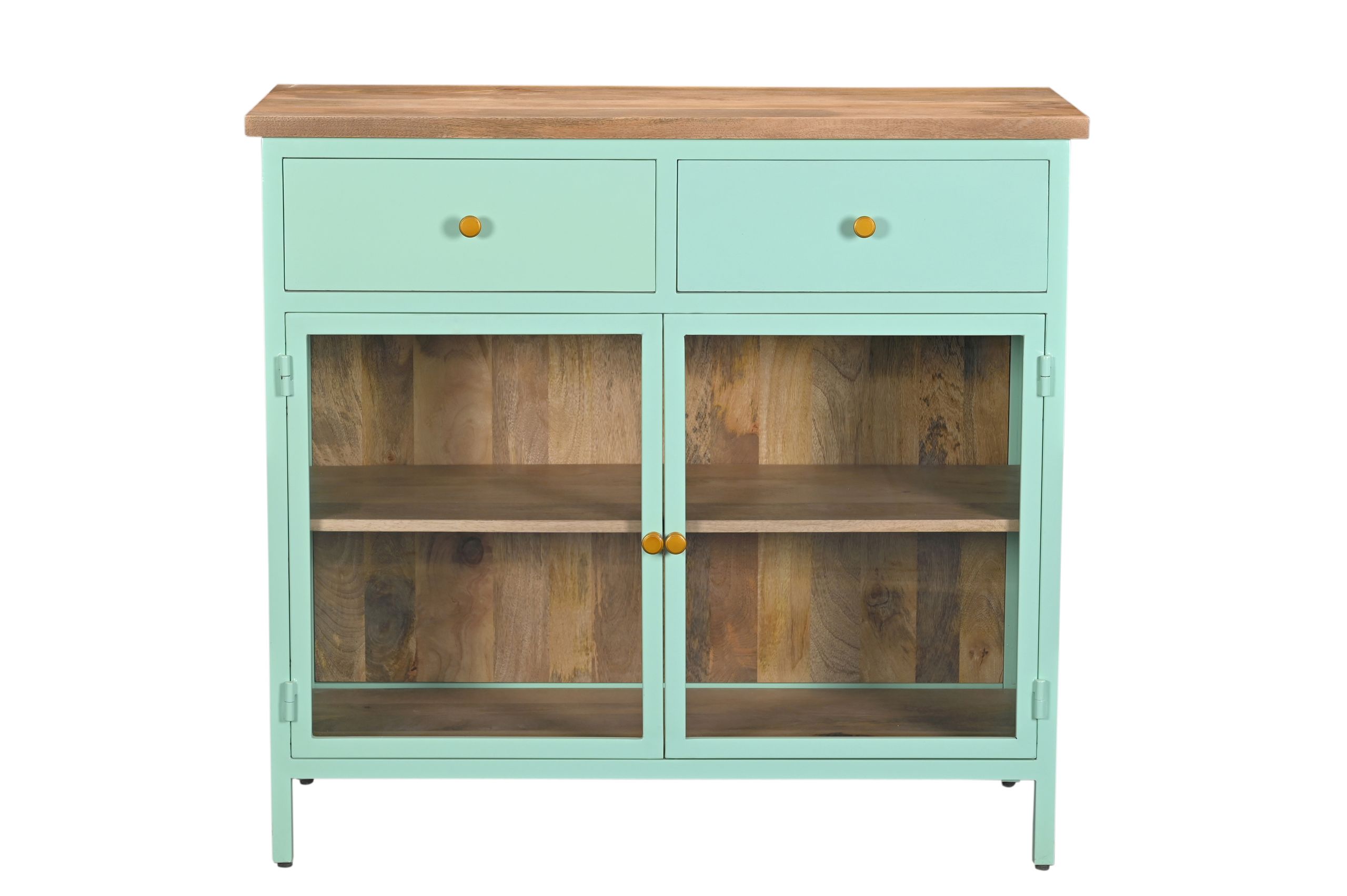 Küchenschrank Sideboard Vintage 2türig Provence Metallkorpus Holz Azure