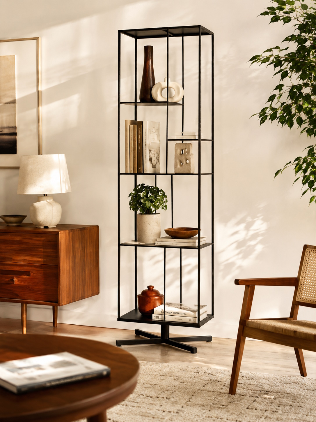 Industrial Standregal Bücherregal Jiske Schwarz Metall 180