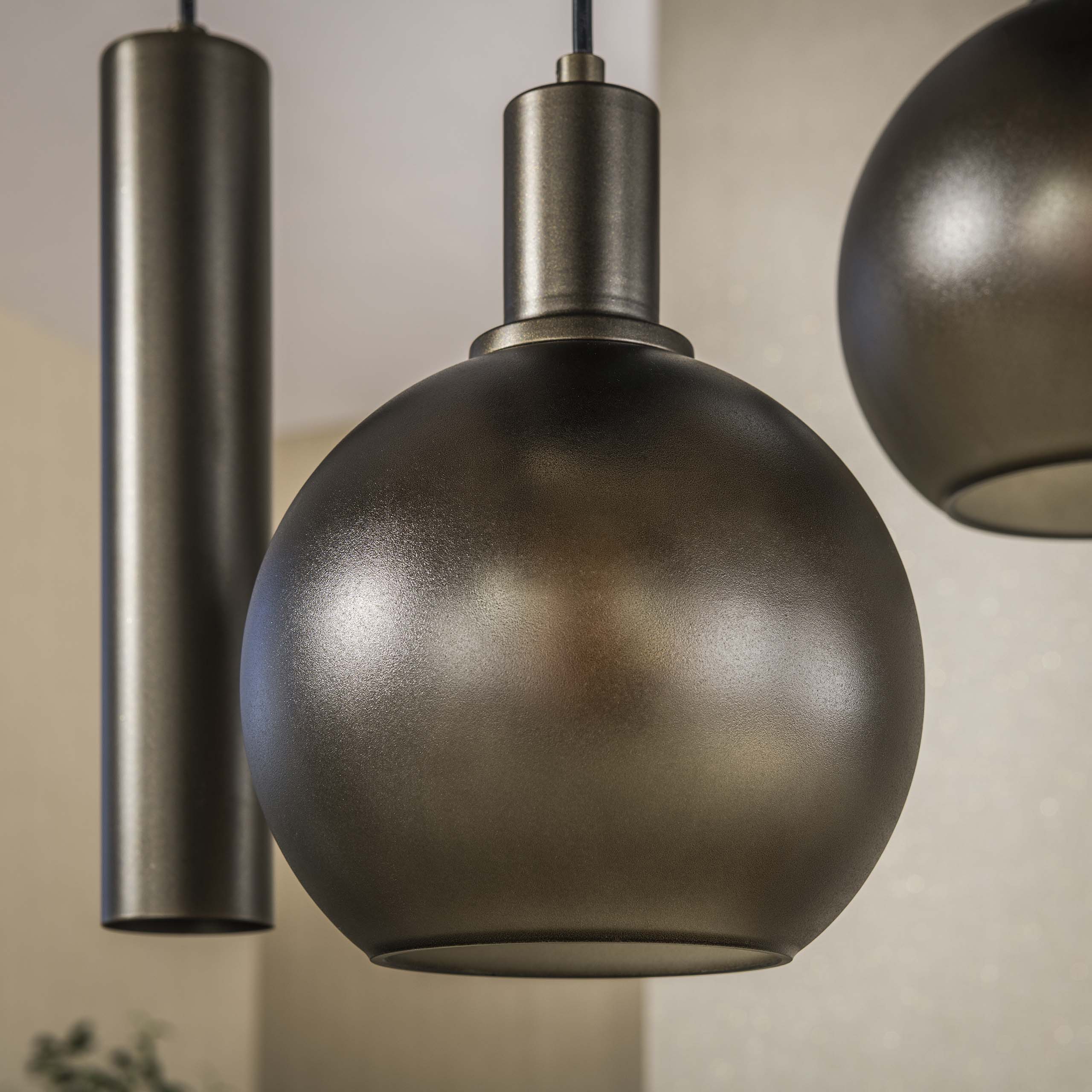 Industrial Hängelampe Sfera 4+3 Braun-Frosted
