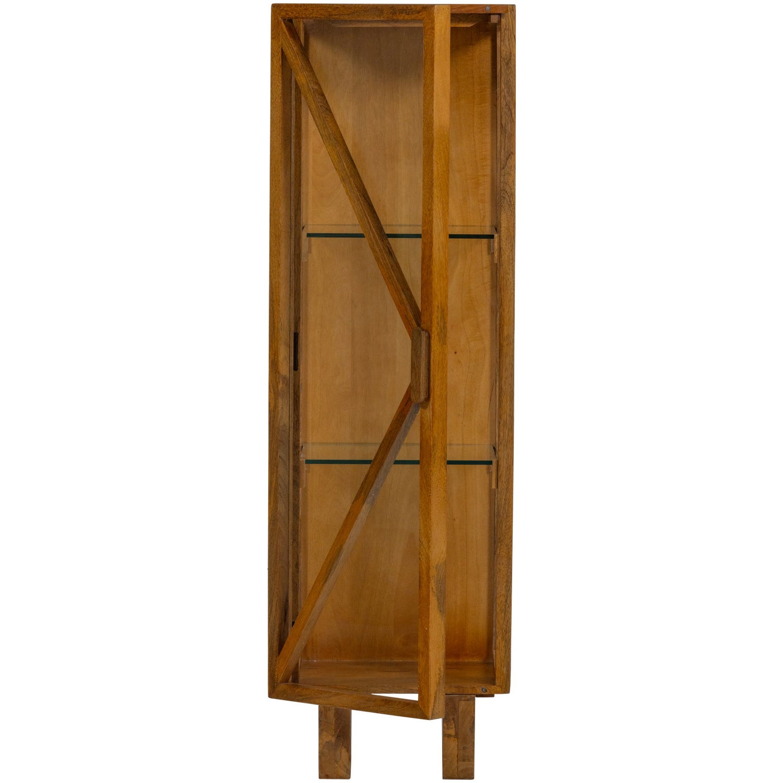 Retro Vitrine Kella Mangolzholz schmal Natur