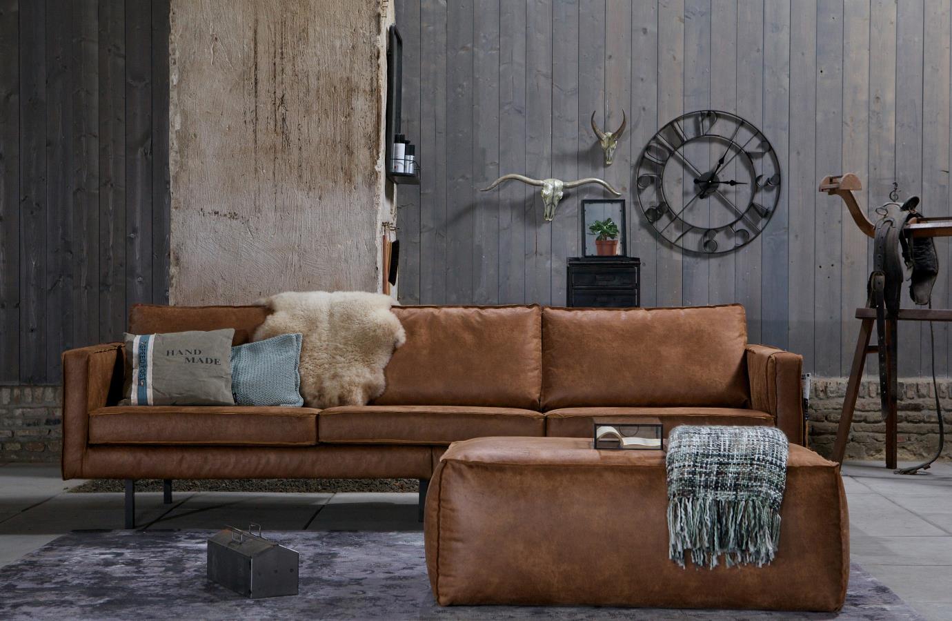 Ledersofa Rodeo 3-Sitzer Cognac 280