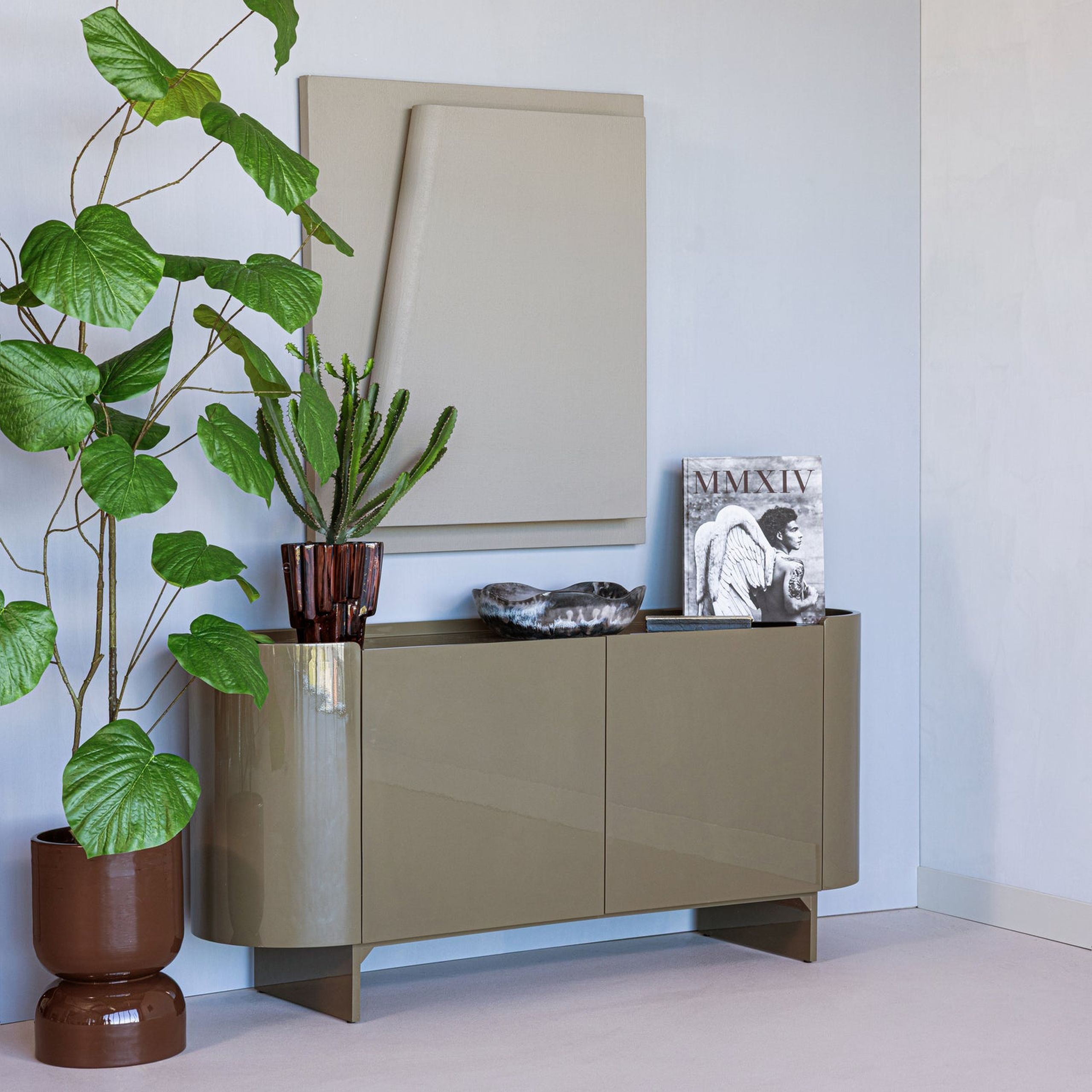 Retro Sideboard Liora Hochglanz Grün Oval 