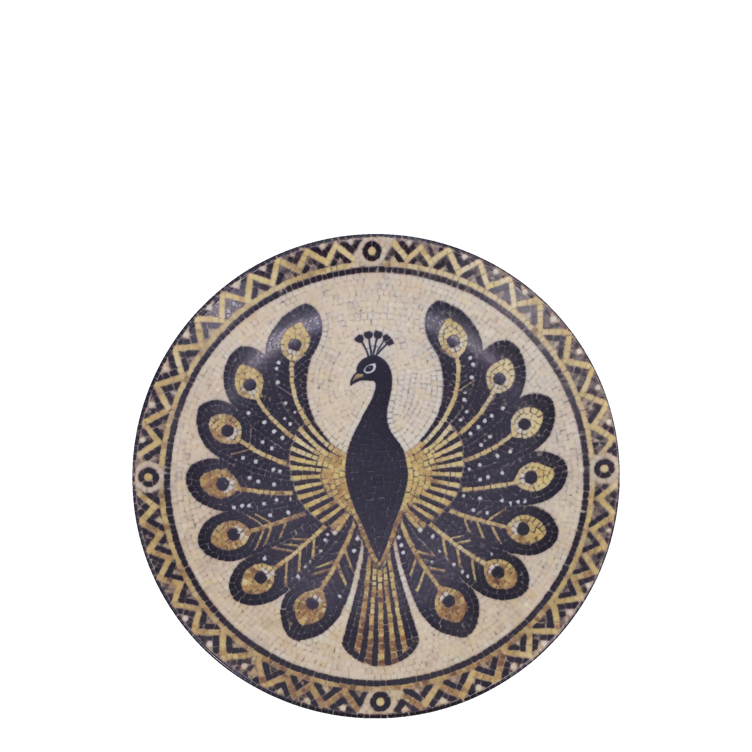 Mediteranes Mosaik Tablett Teller Steingut Chartres Pfau 1