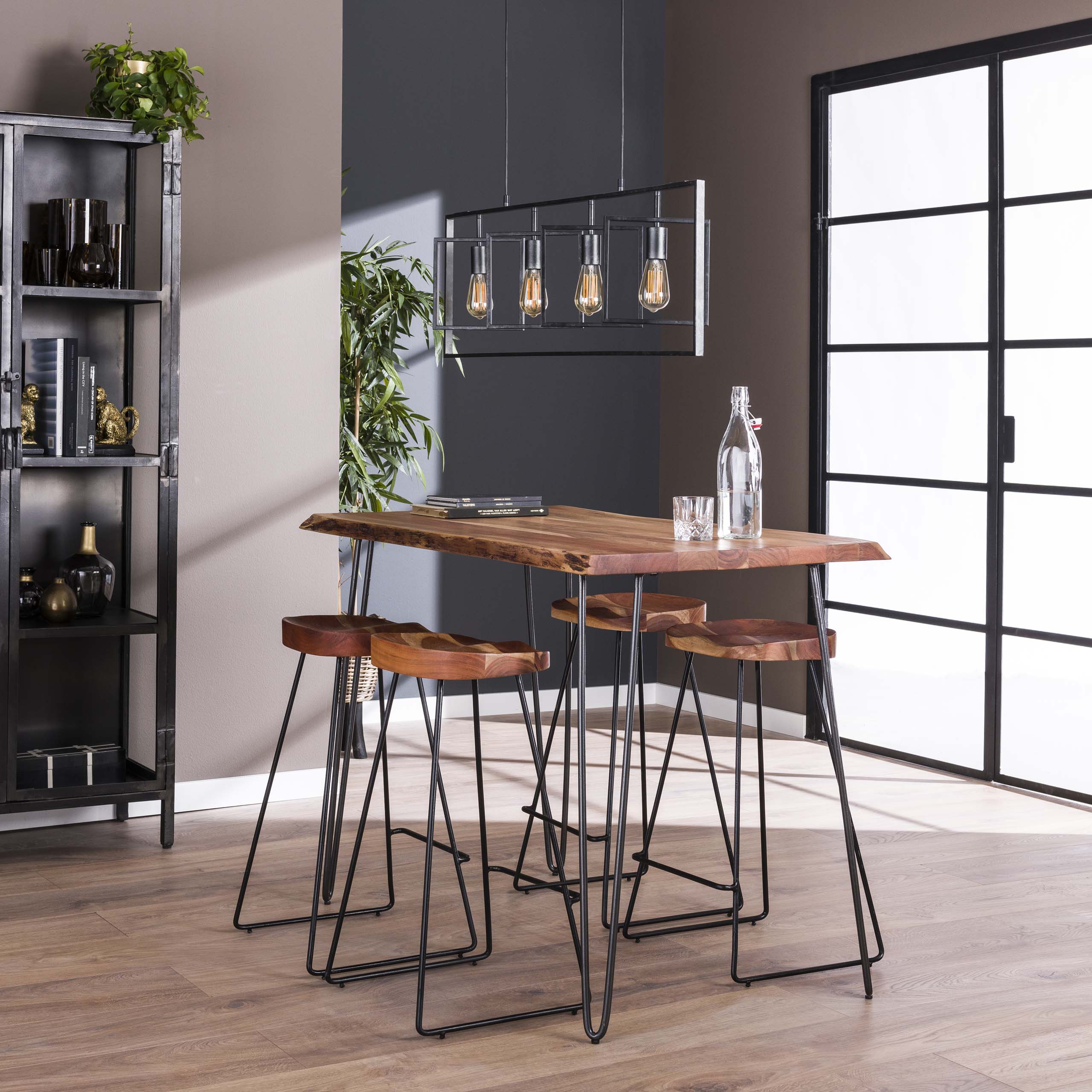 Massivholz Bartisch Industrial Edge Vintage 130/70/3,5 Baumkante