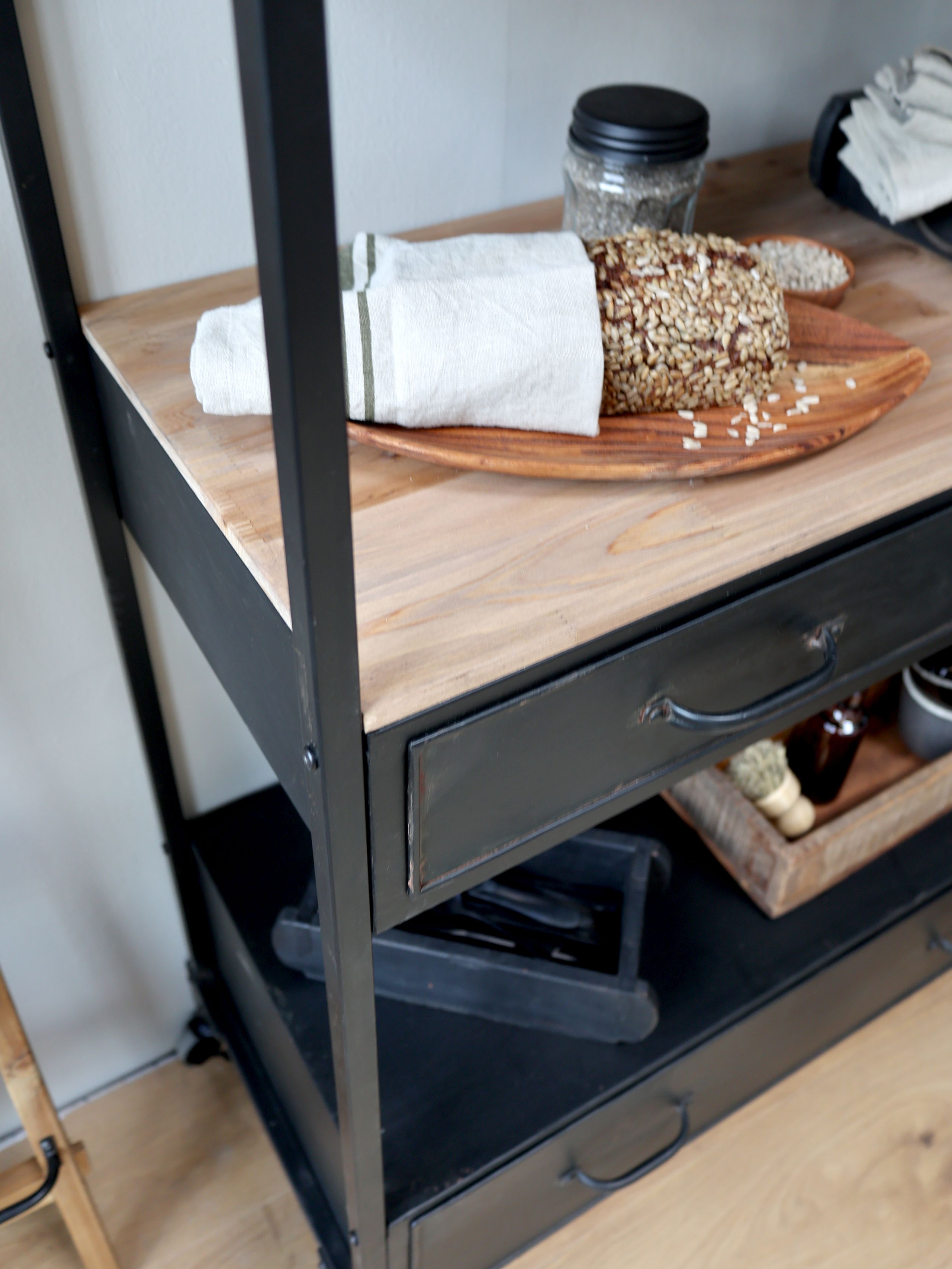 Metallregal Vintage Industrial Küchenregal Oskar 3 Schubladen