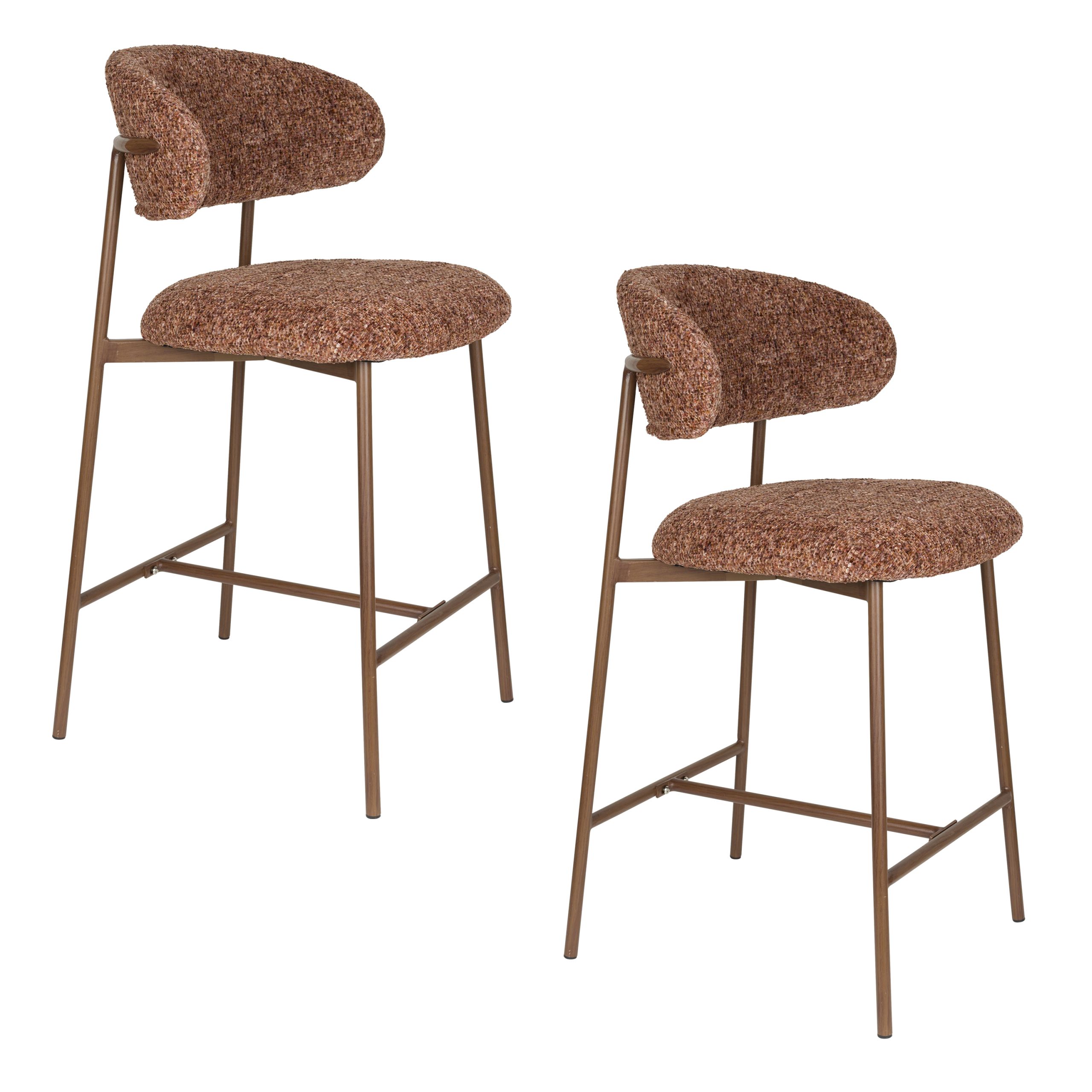 2er Set Retro Barhocker Claes Walnussholzoptik Terra