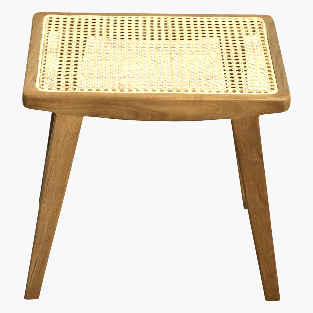 Hocker Nova Teak Rattan Wiener Geflecht