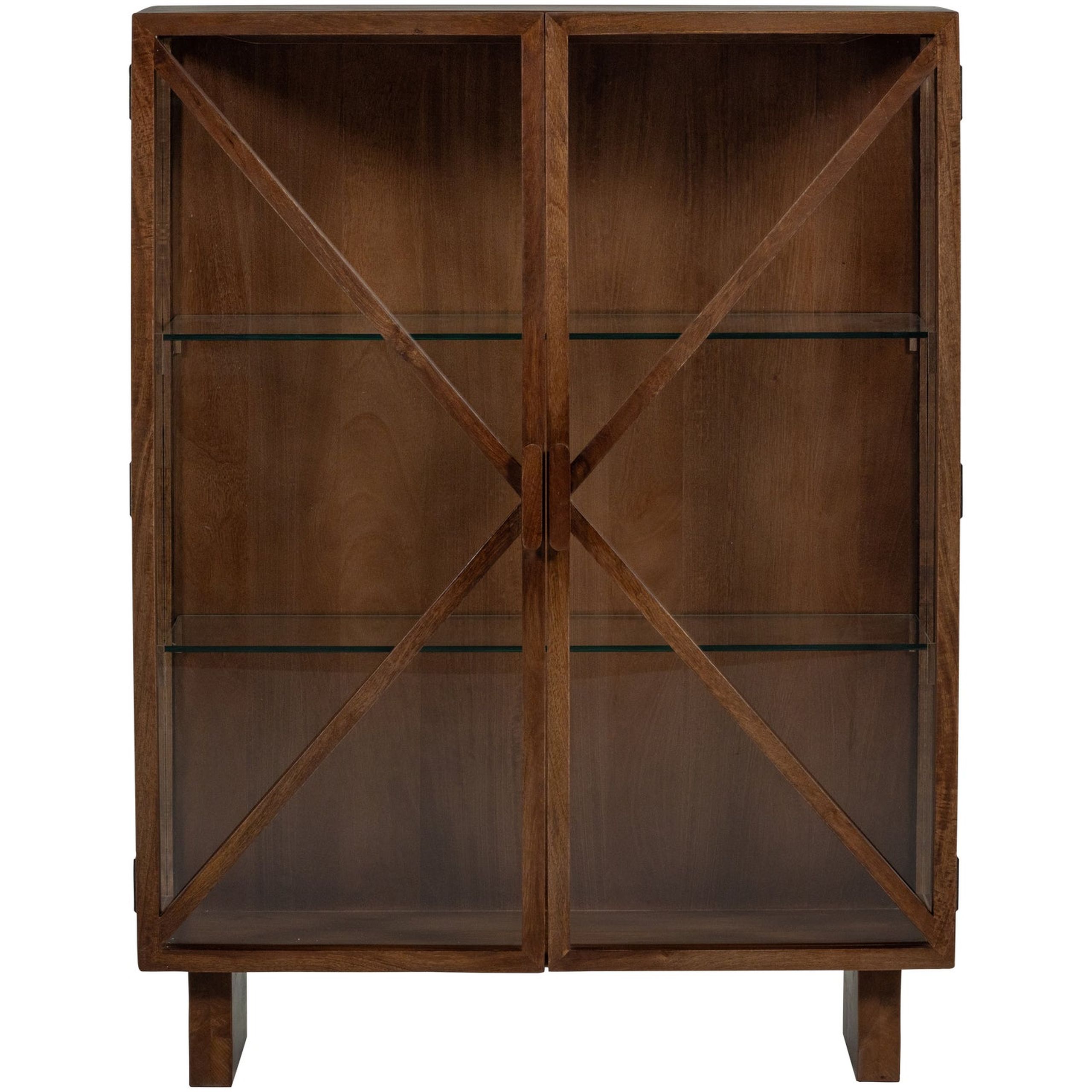 Retro Vitrine Kella Mangolzholz breit Braun