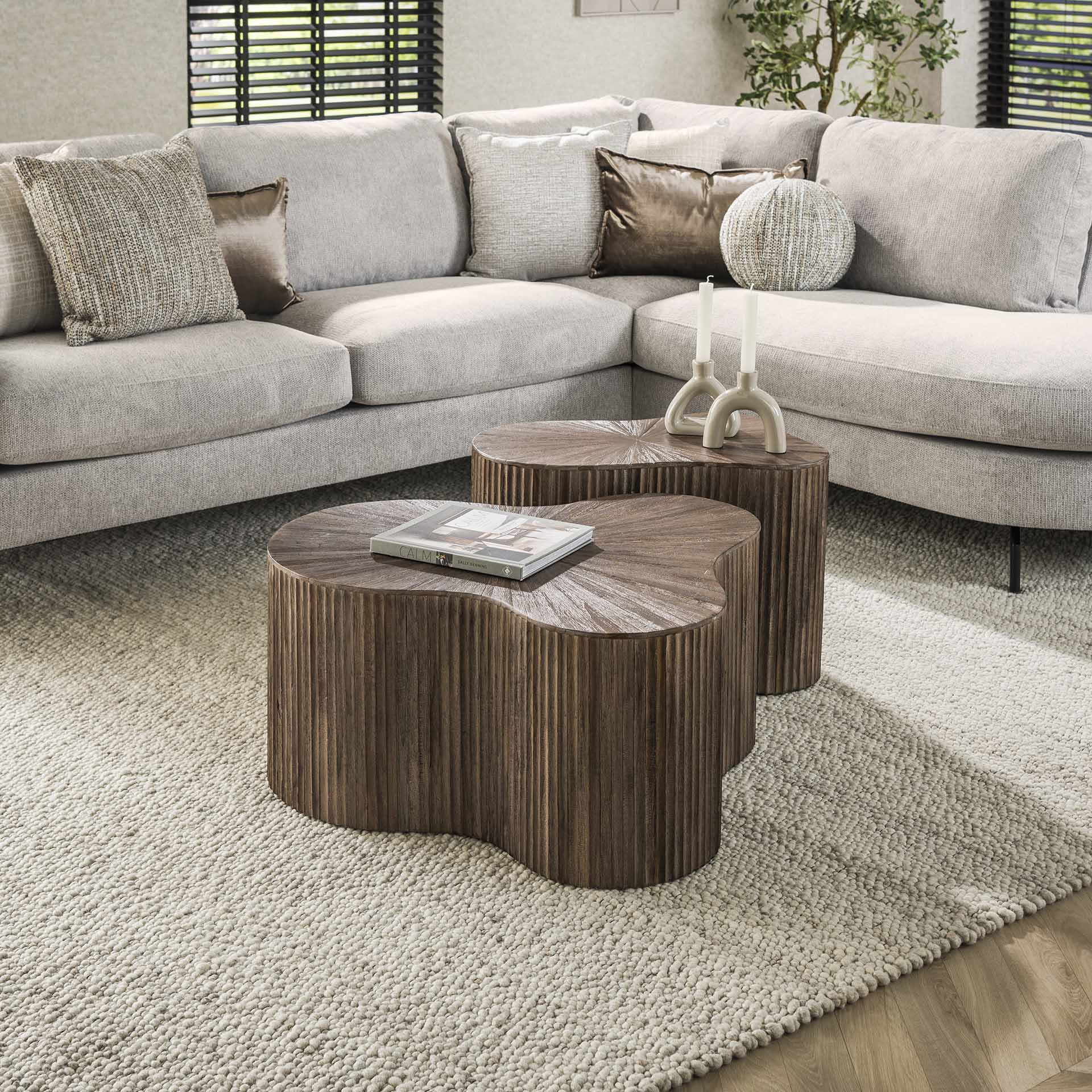 Retro Couchtisch 2er Set Shamrock Maya Teakholz