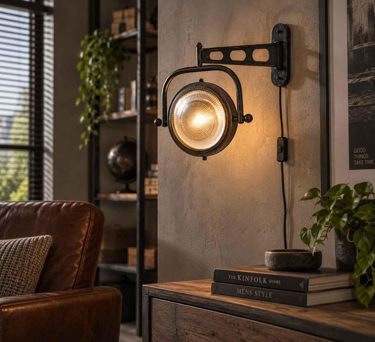 Wandlampe Industrial Factory Spotlight Metall Antik schwenkbar