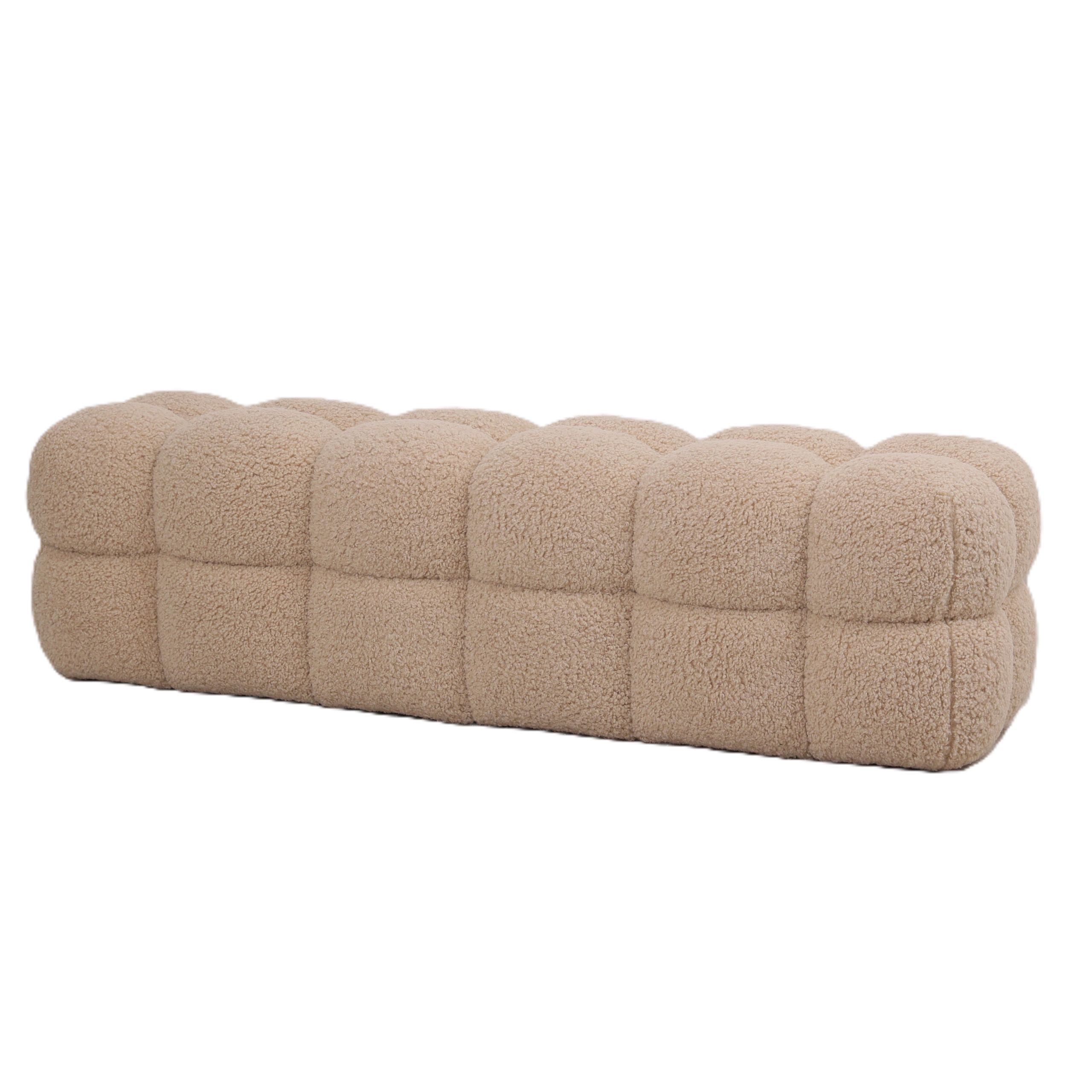 Retro Sitzbank Teddy Bouclé in beige 160 cm