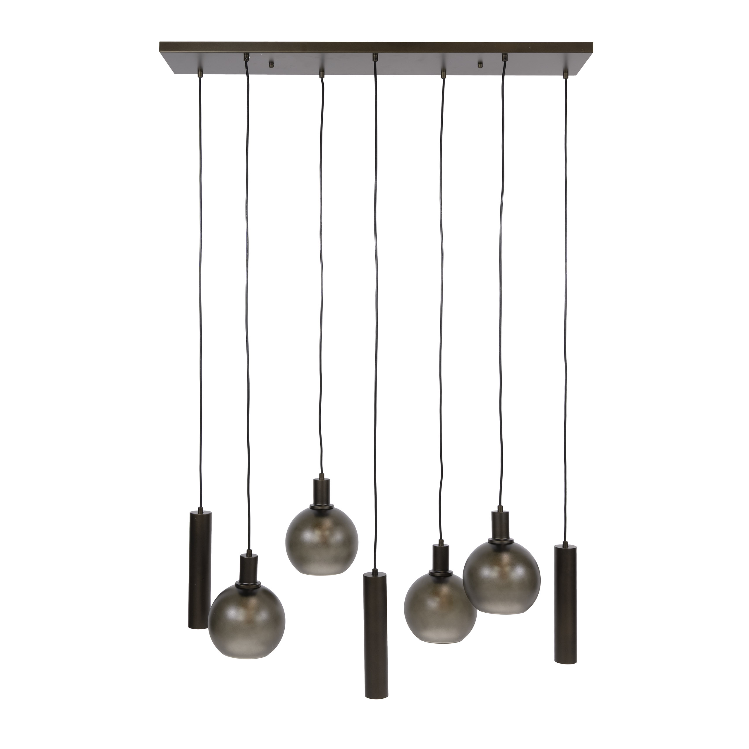 Industrial Hängelampe Sfera 4+3 Braun-Frosted