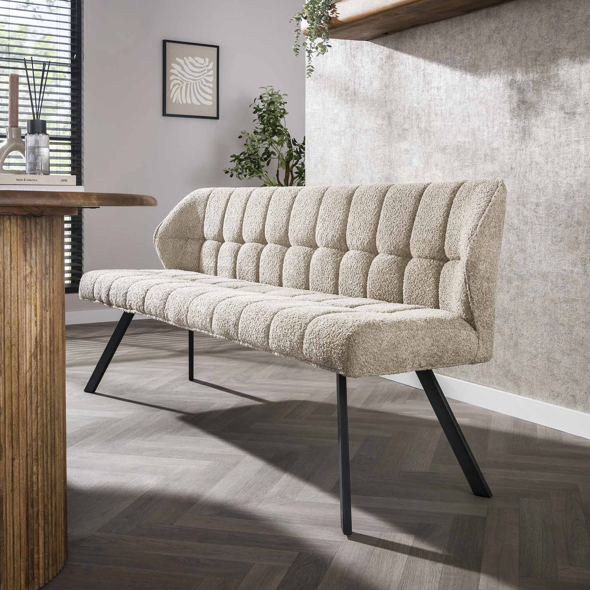 Esstischbank Polsterbank Raster 180 Industrial Boucle Sand Esstischbank Polsterbank Raster 180 Industrial Boucle Sand